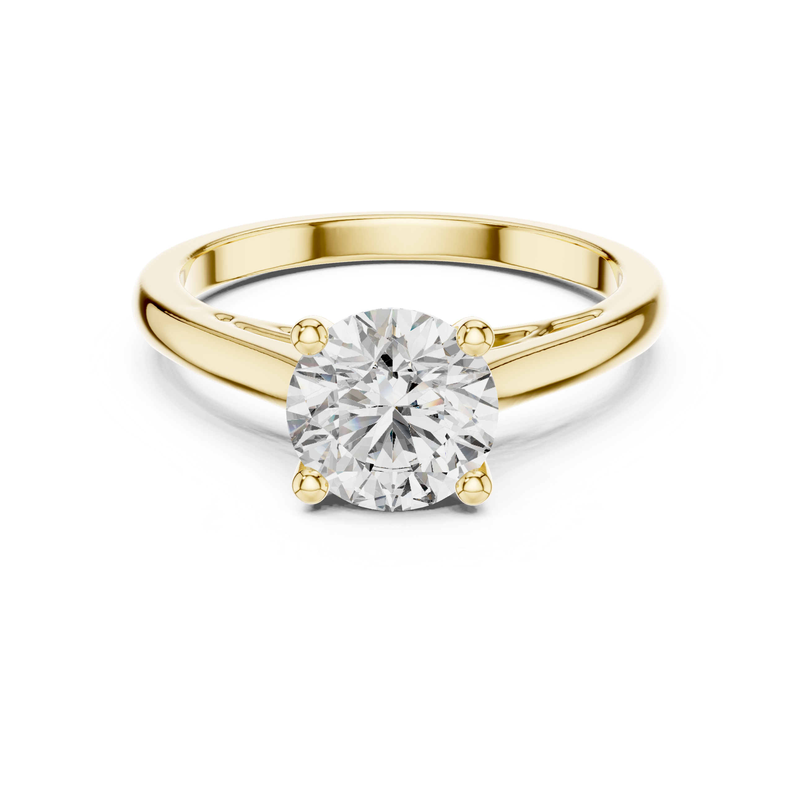 Classic solitaire diamond engagement ring with a smooth, elegant band.