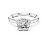 Solitaire Engagement Ring with Diamond-Accented Hidden Halo and Cathedral Setting.