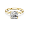 Solitaire Engagement Ring with Diamond-Accented Hidden Halo and Cathedral Setting.