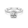Pav‚ Diamond Engagement Ring with Round-Cut Center Stone and Double Hidden Halo.