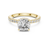 Pav‚ Diamond Engagement Ring with Round-Cut Center Stone and Double Hidden Halo.