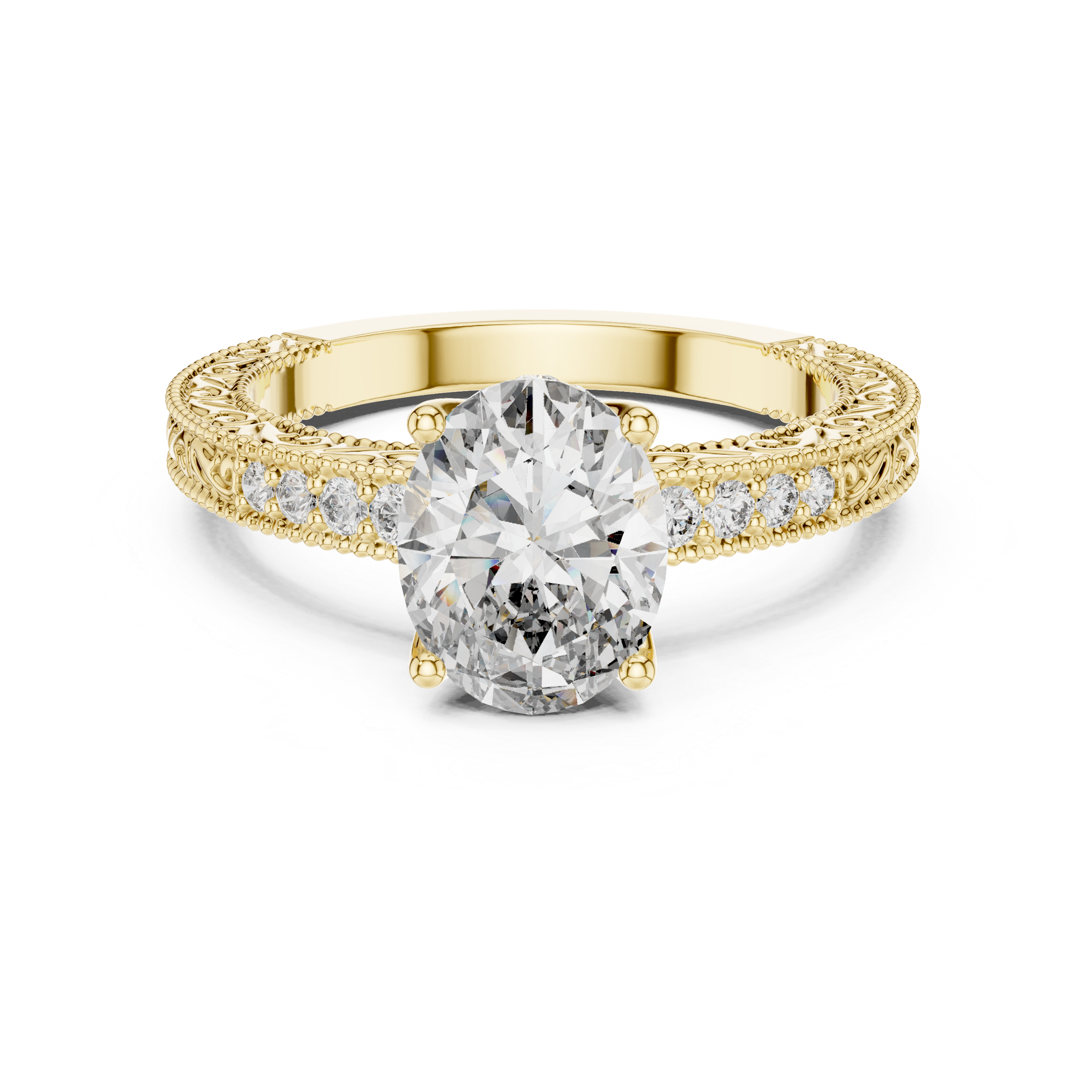 "Vintage Inspired Diamond Engagement Ring with Intricate Filigree Design"