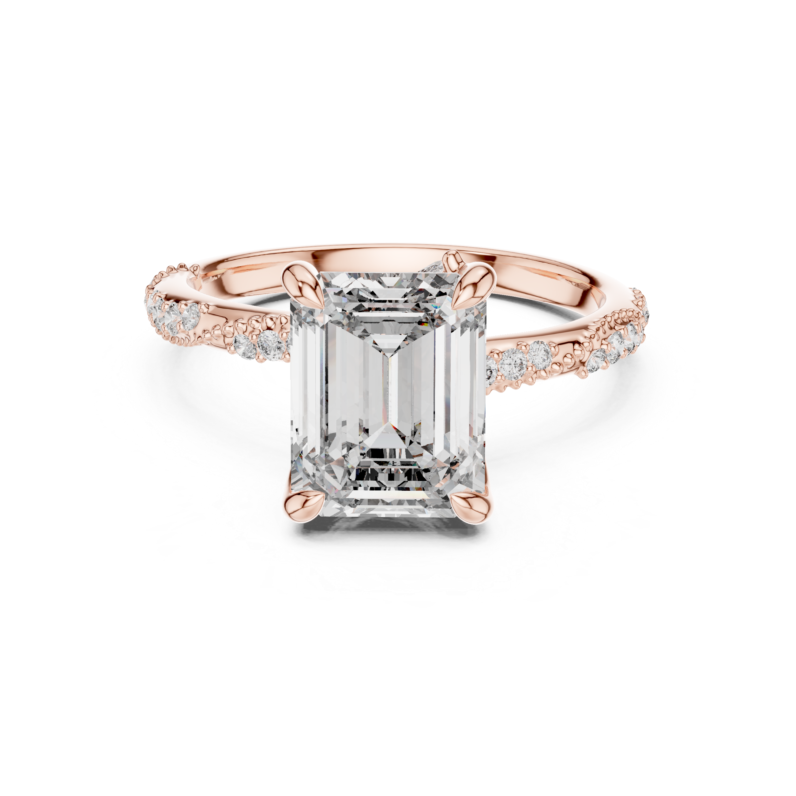 Engagement Ring with Emerald-Cut Center Stone