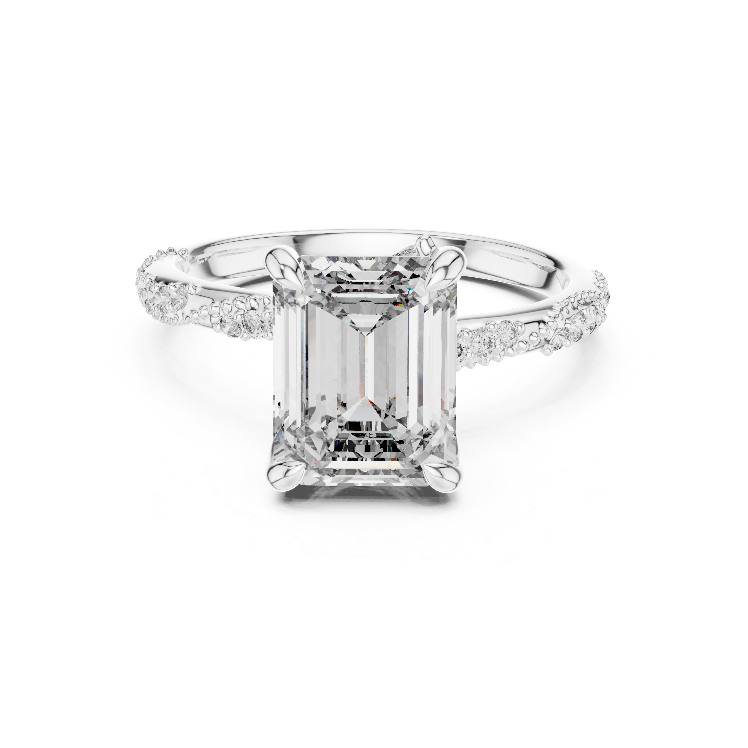 Engagement Ring with Emerald-Cut Center Stone