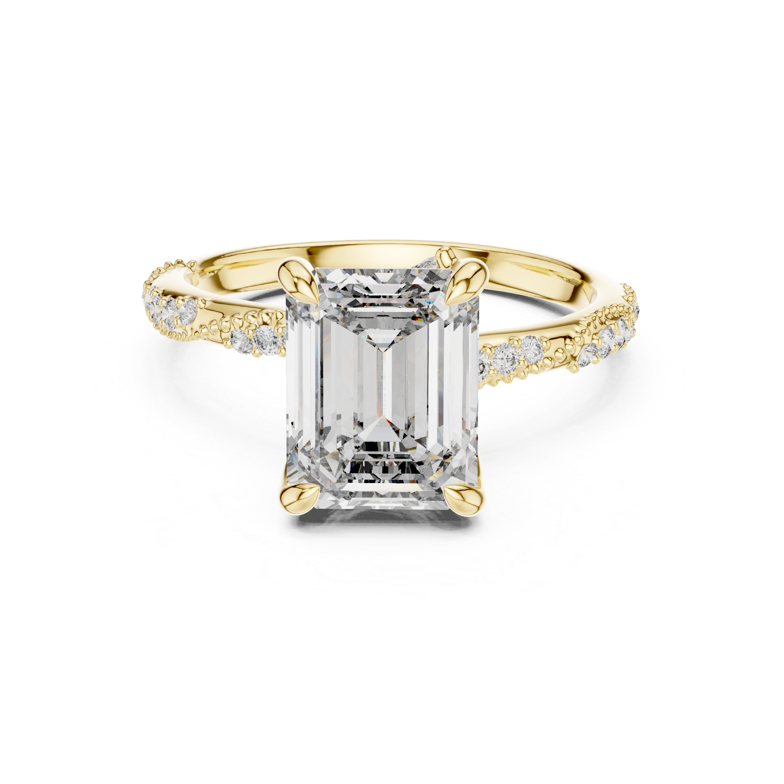 Engagement Ring with Emerald-Cut Center Stone