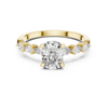 Oval-Cut Diamond Rose Gold Engagement Ring with Pear Side Stones.