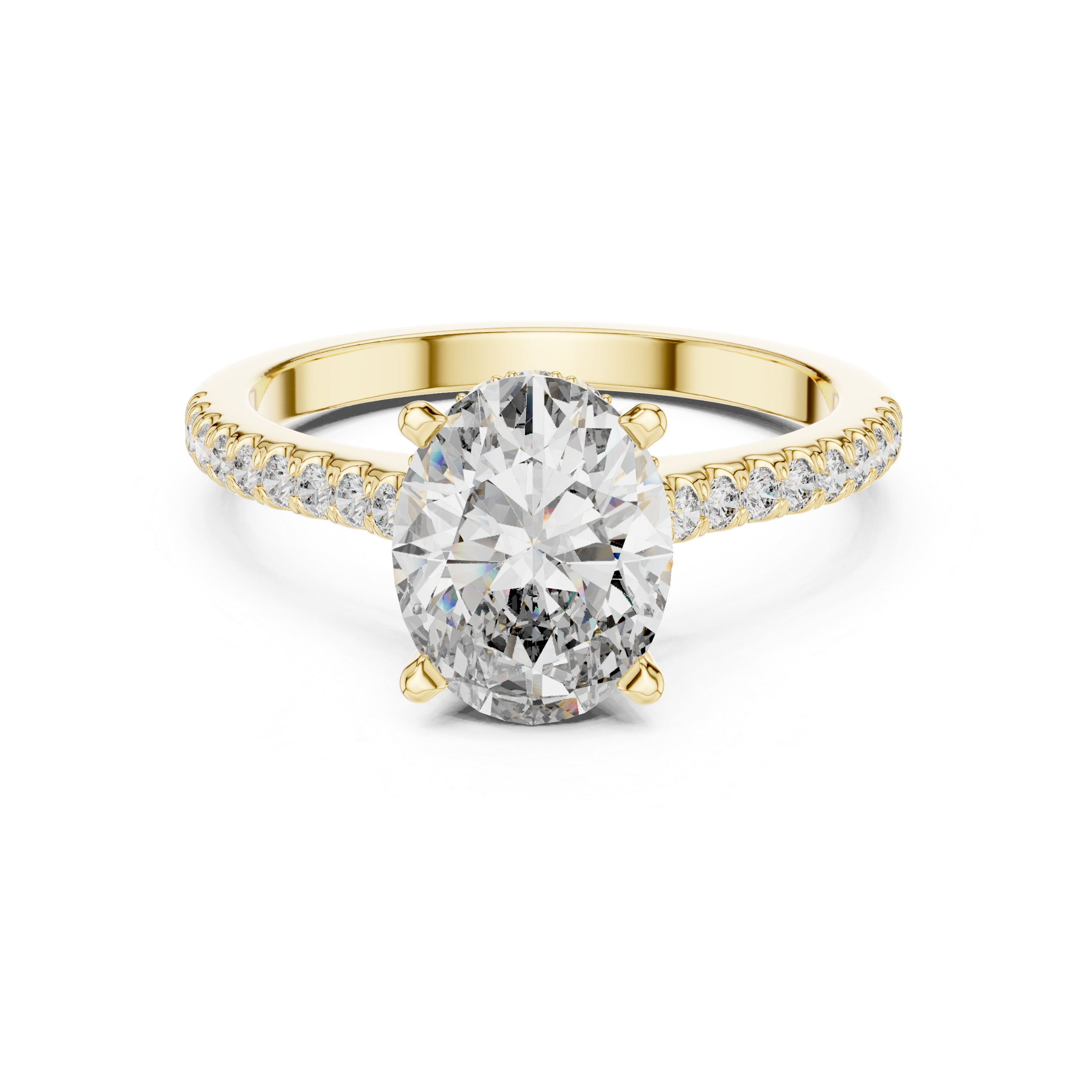 Round-Cut Diamond Rose Gold Engagement Ring with Pav‚ Band.
