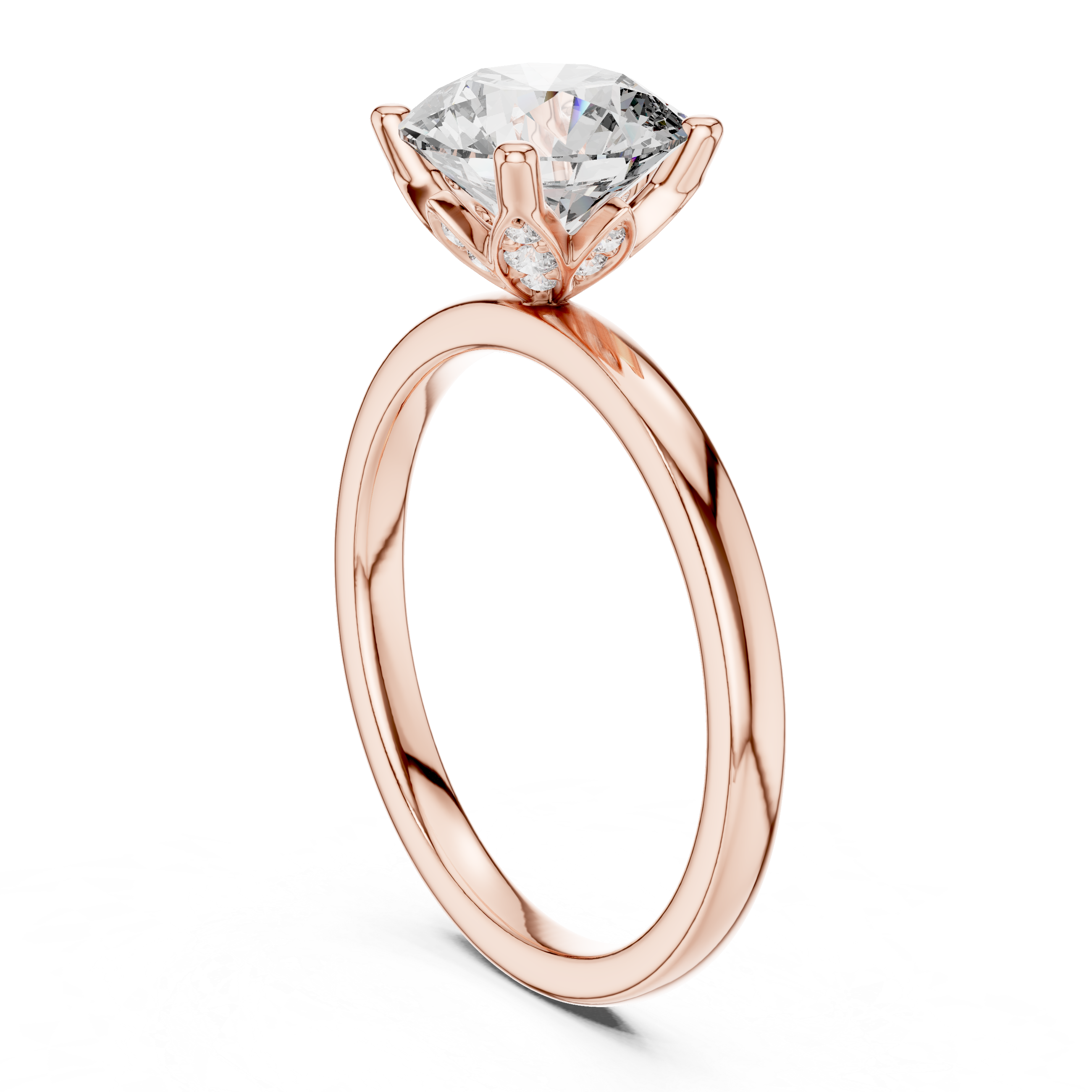 Solitaire Engagement Ring with Round-Cut Diamond.