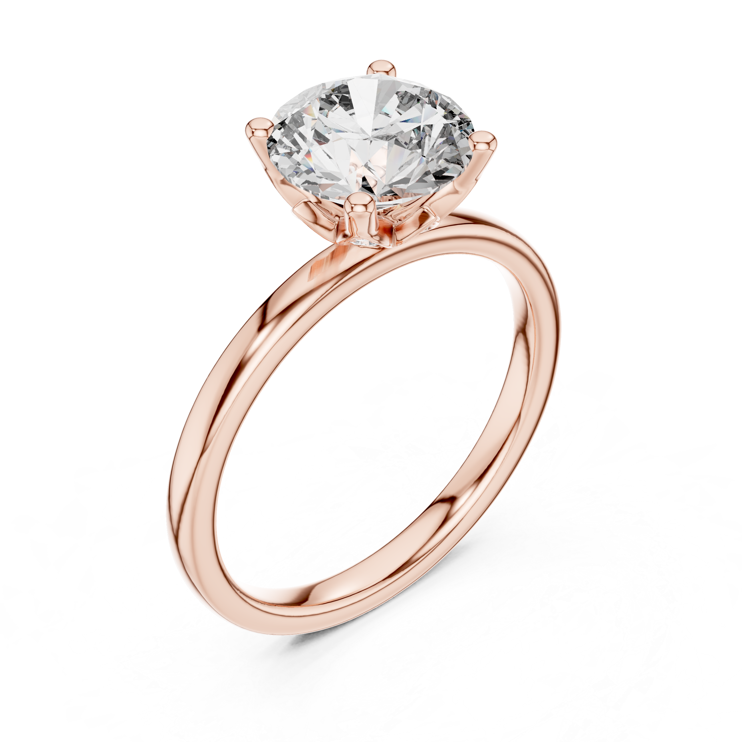 Solitaire Engagement Ring with Round-Cut Diamond.