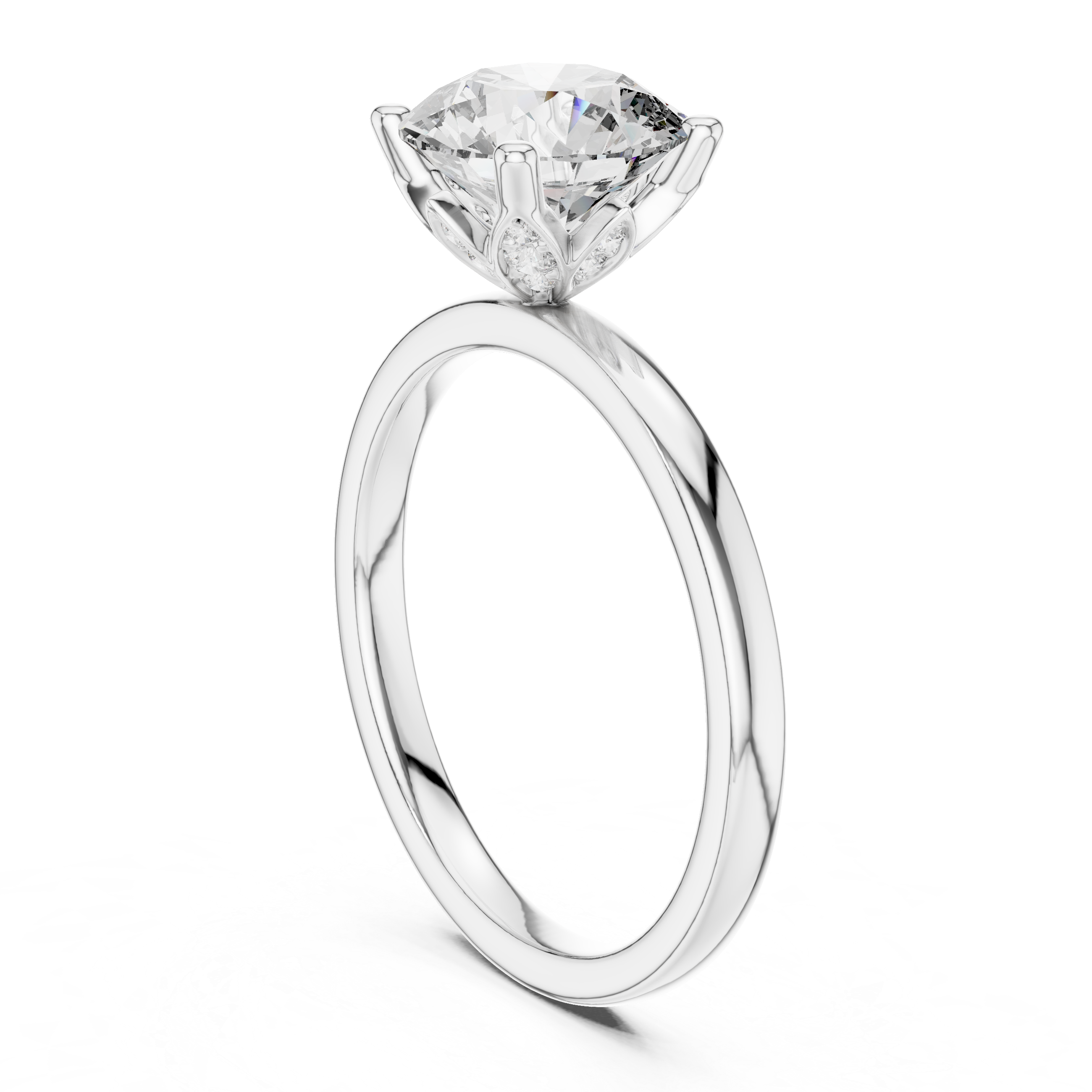Solitaire Engagement Ring with Round-Cut Diamond.