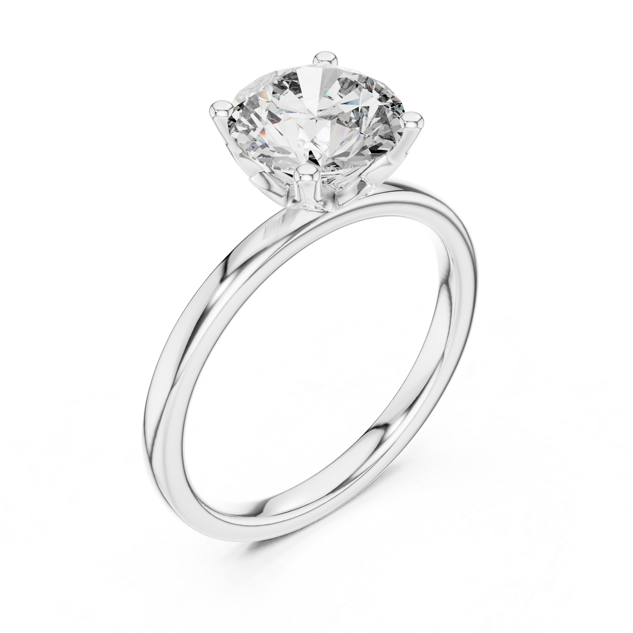Solitaire Engagement Ring with Round-Cut Diamond.