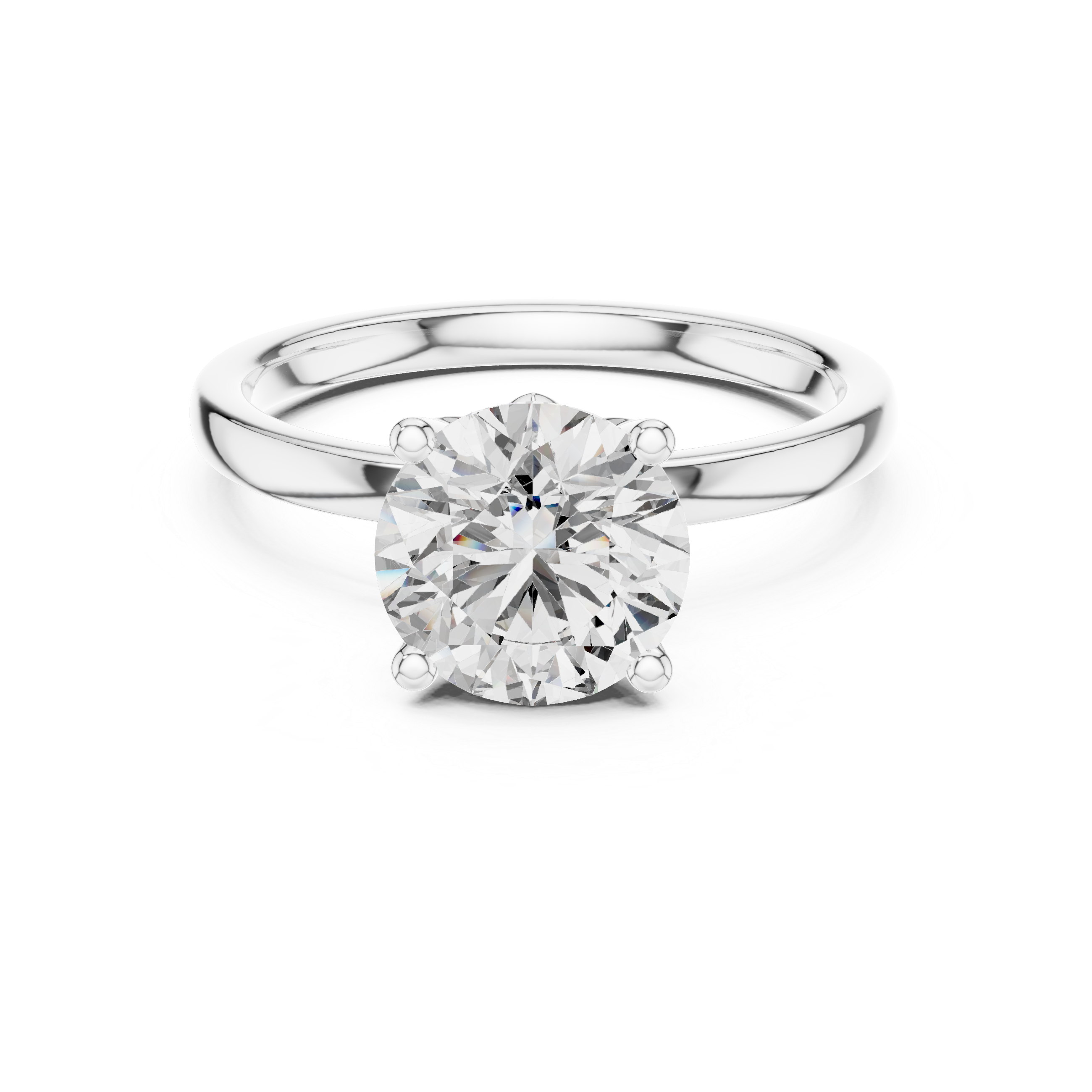 Solitaire Engagement Ring with Round-Cut Diamond.