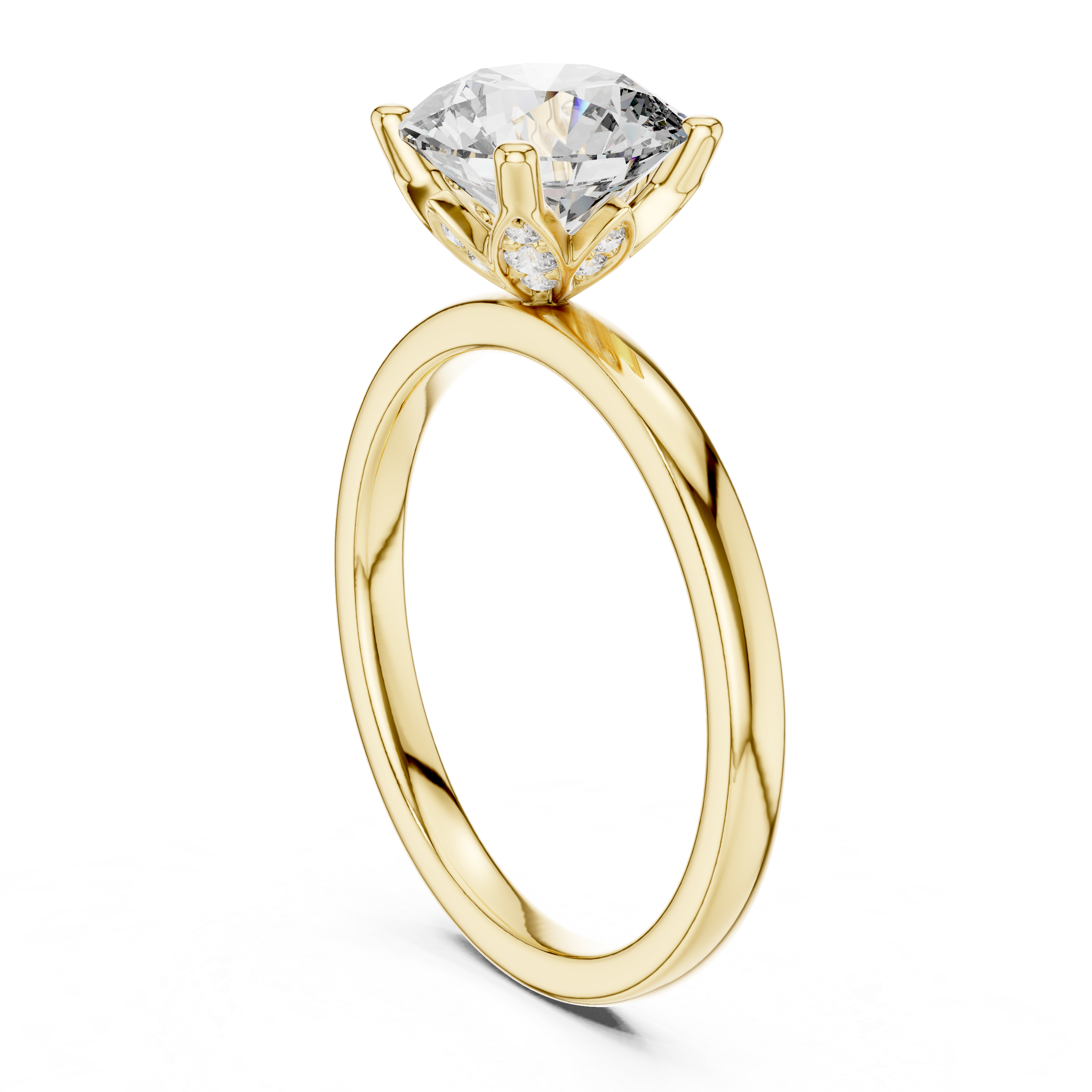 Solitaire Engagement Ring with Round-Cut Diamond.