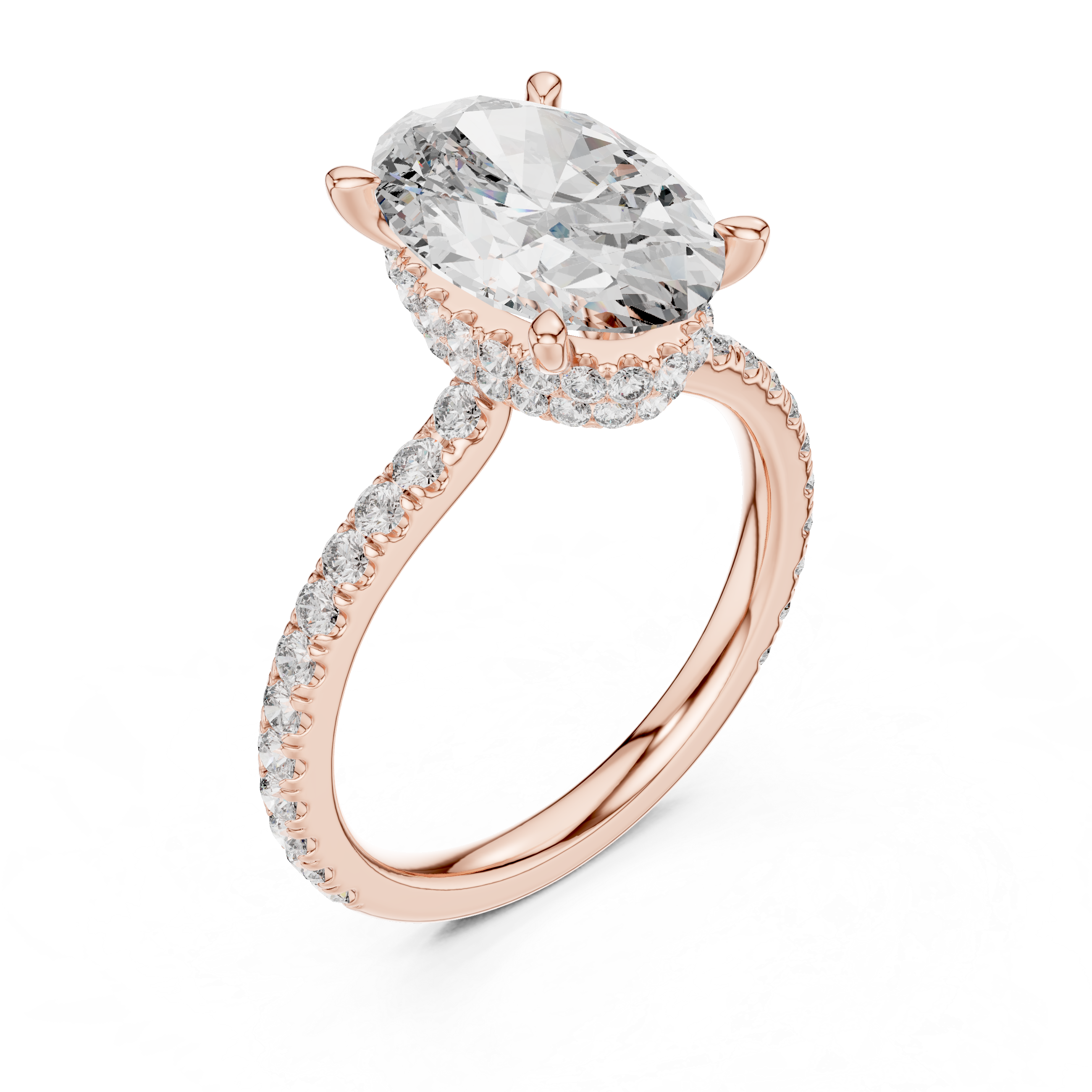 diamond halo engagement ring with pav‚ band
