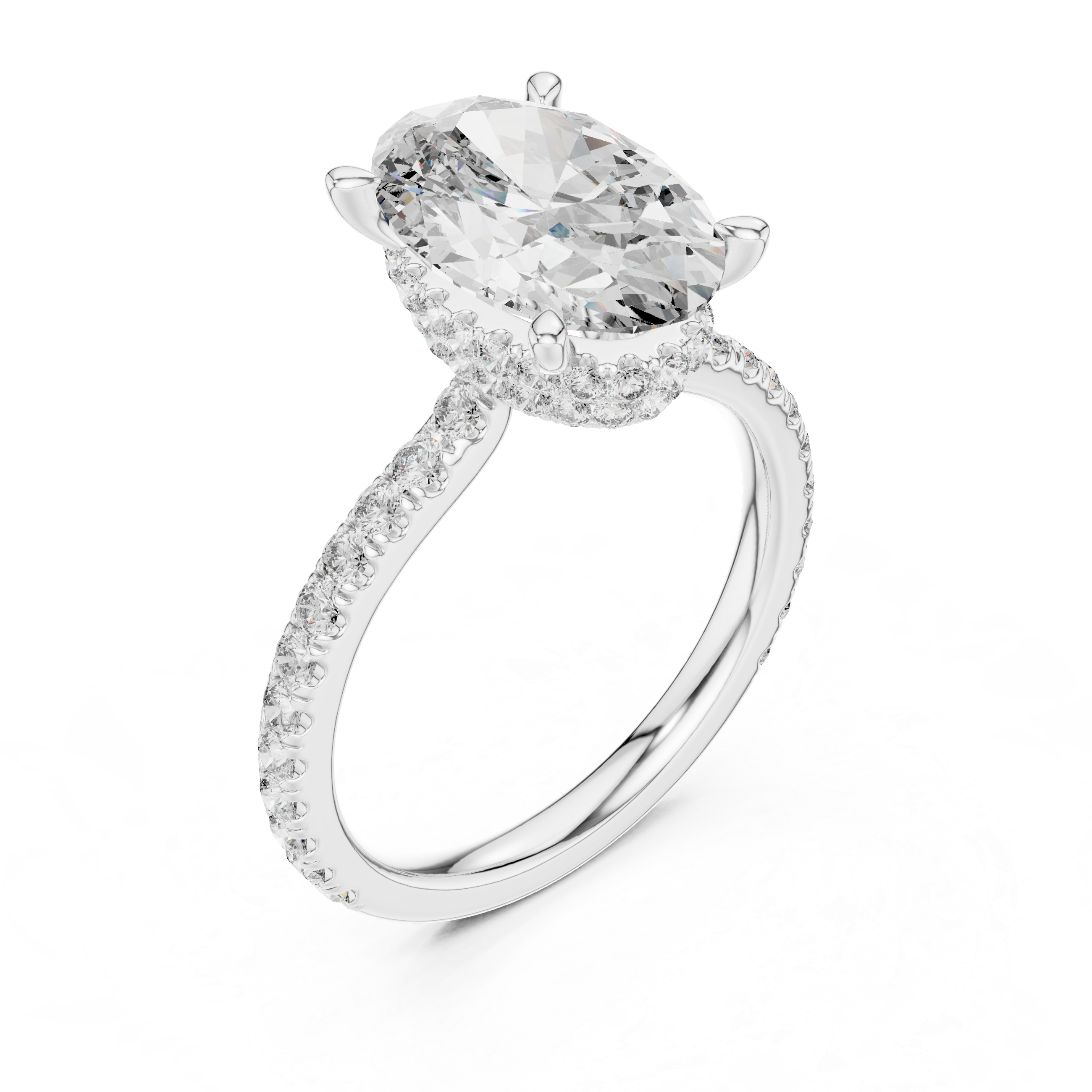 diamond halo engagement ring with pav‚ band
