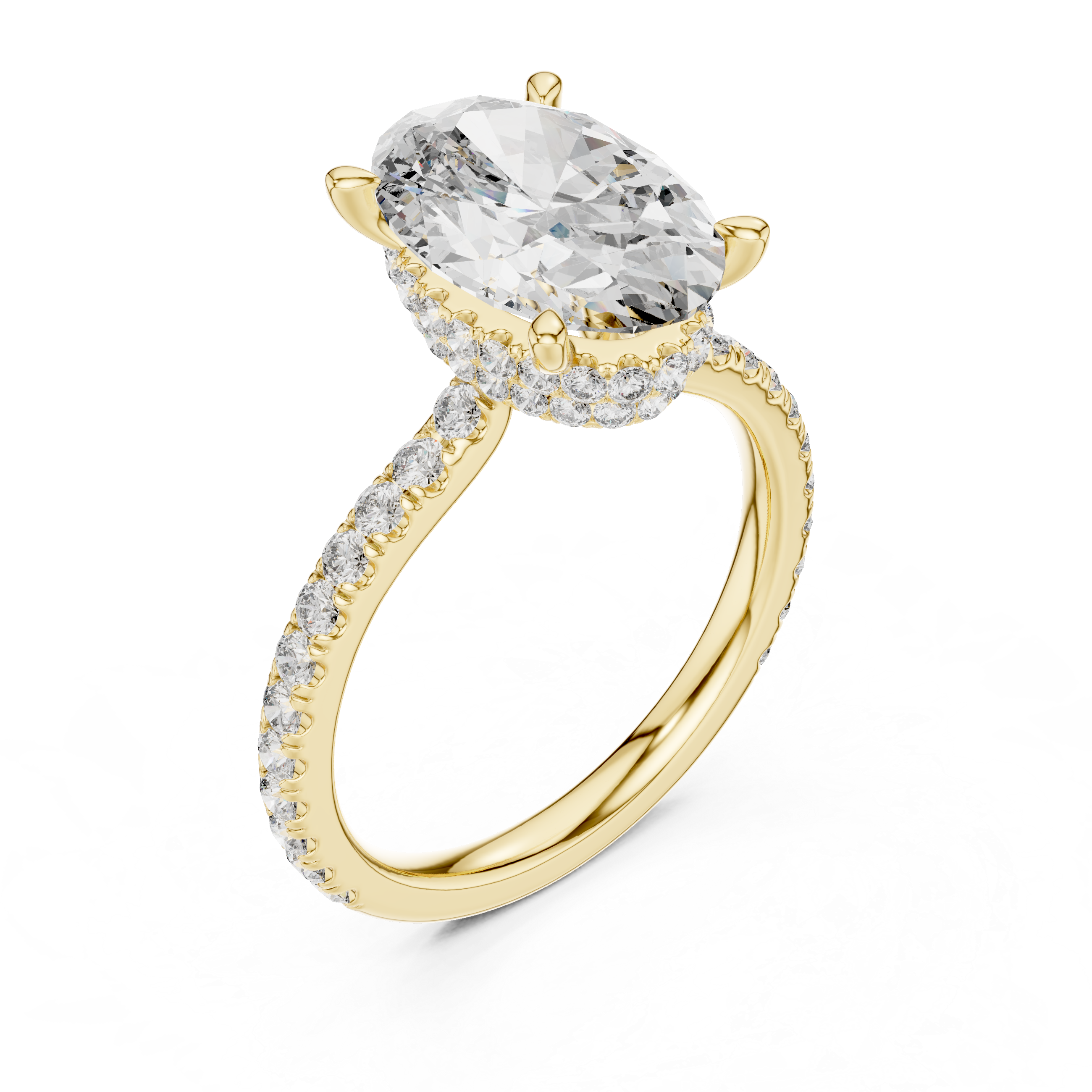 diamond halo engagement ring with pav‚ band