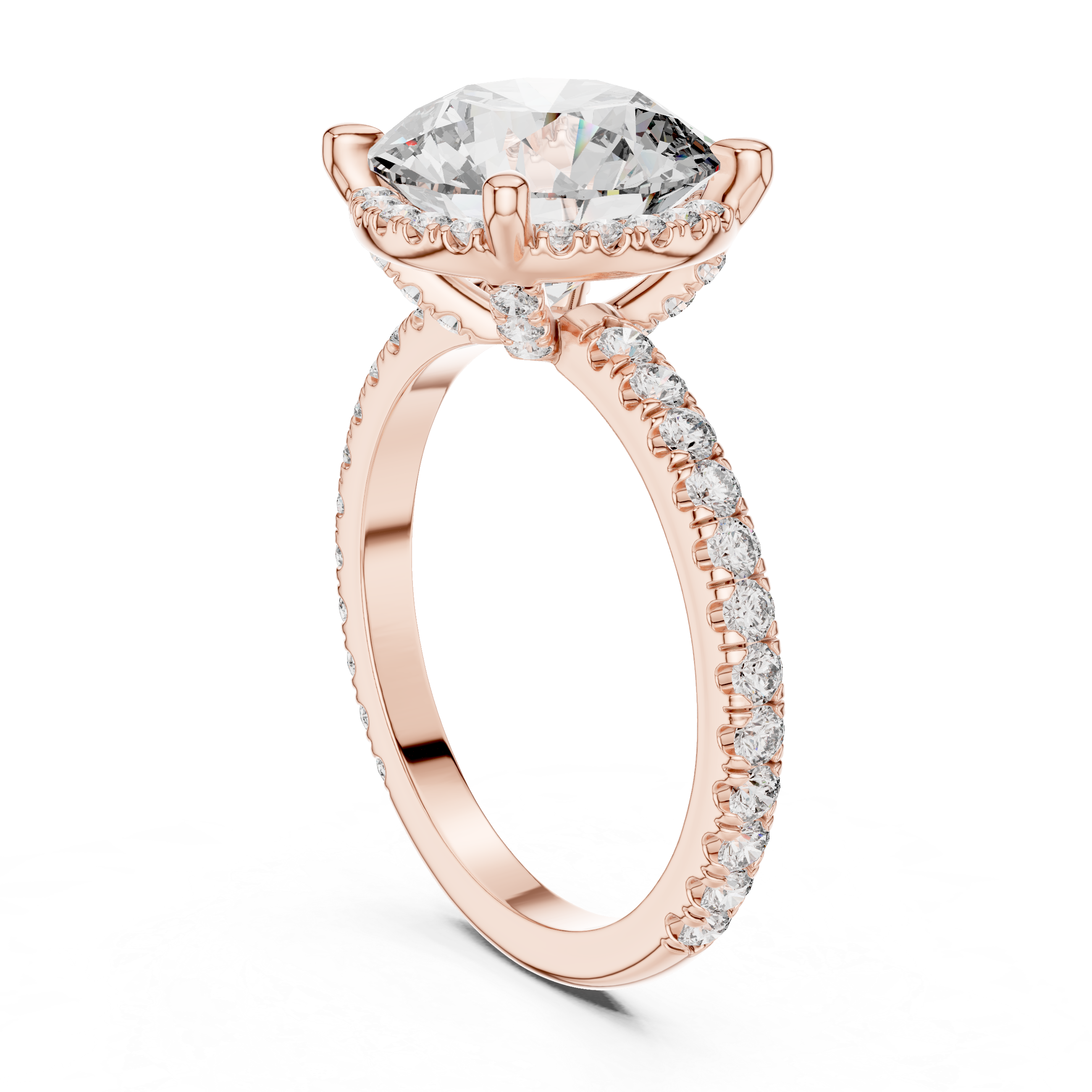diamond solitaire engagement ring with pav‚ band