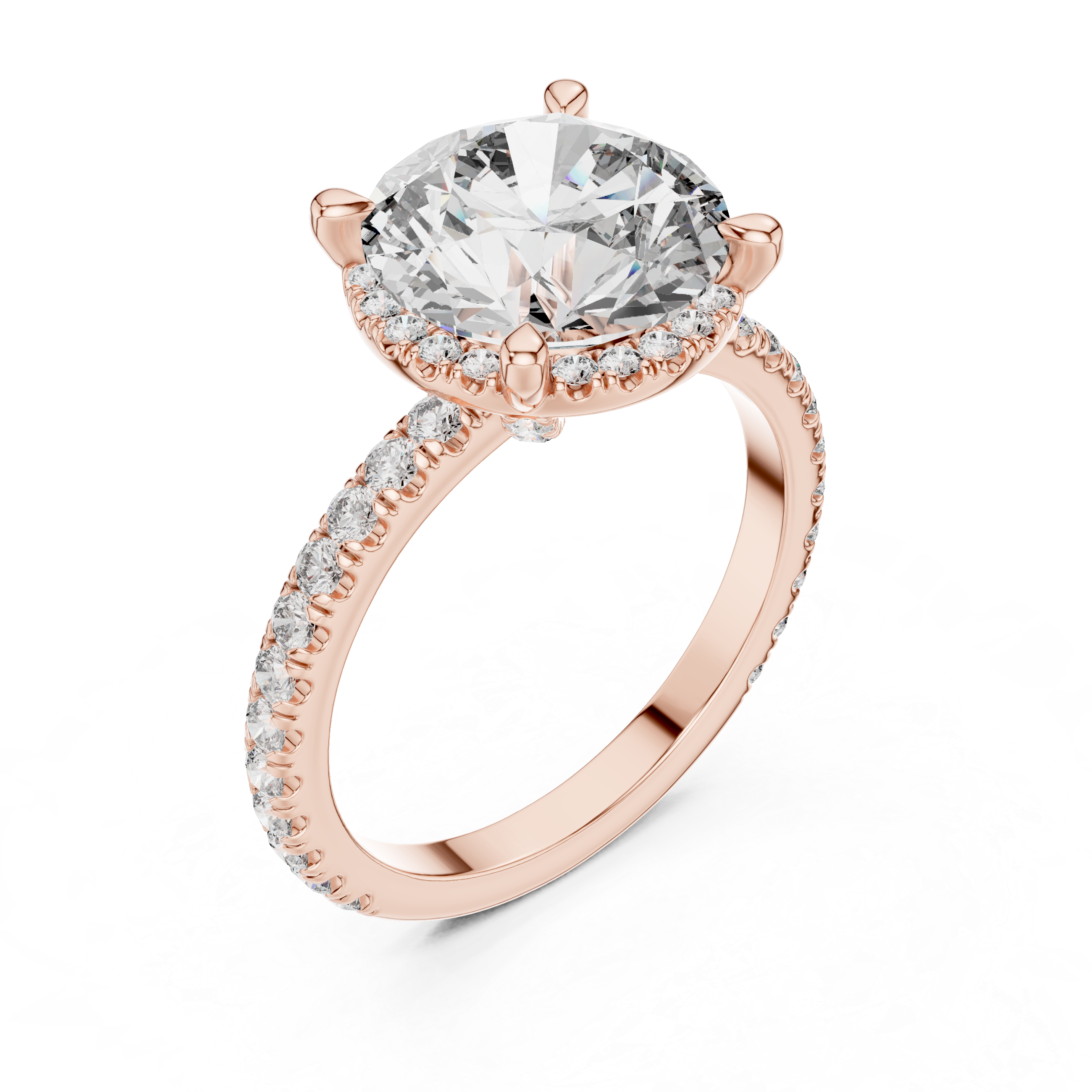 diamond solitaire engagement ring with pav‚ band