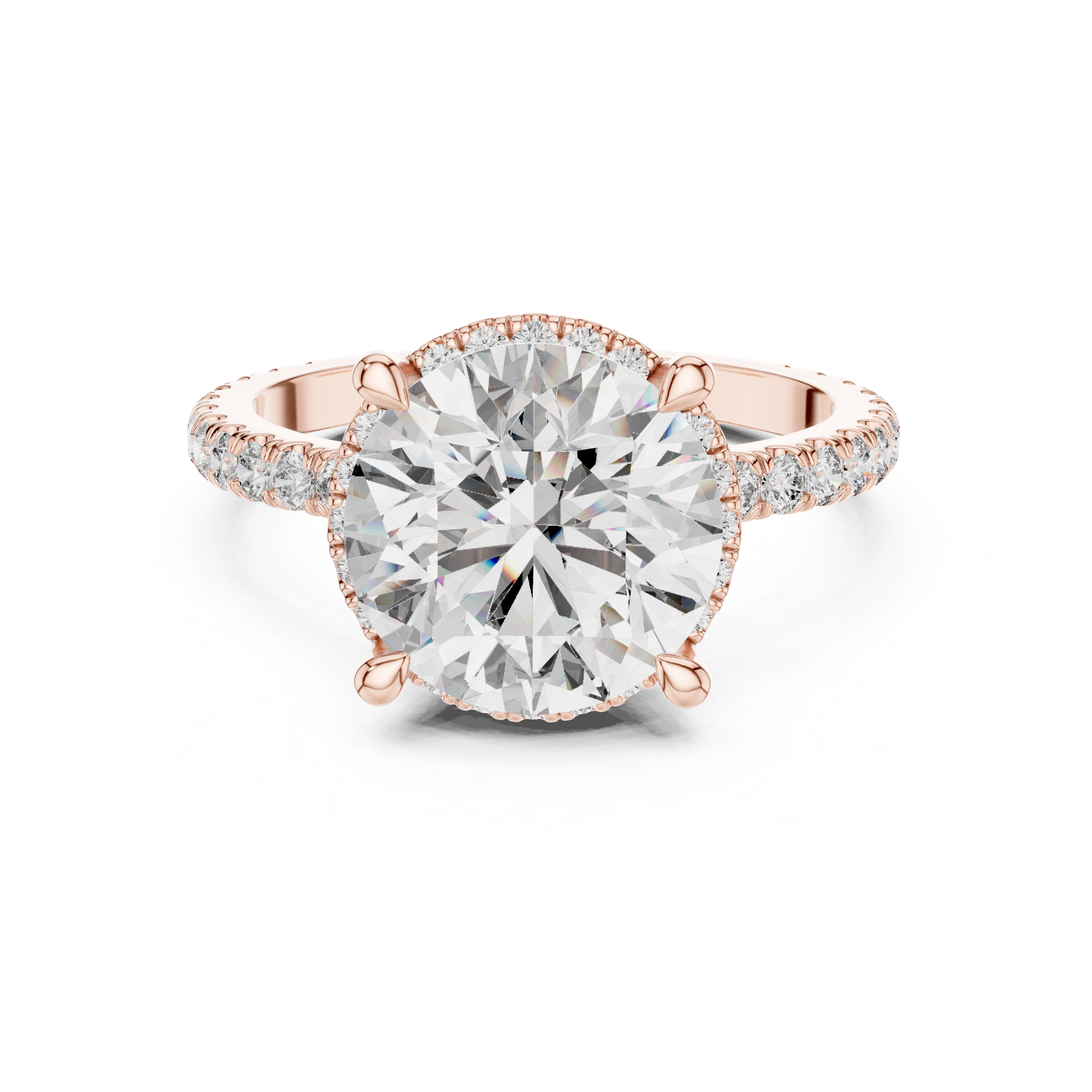 diamond solitaire engagement ring with pav‚ band