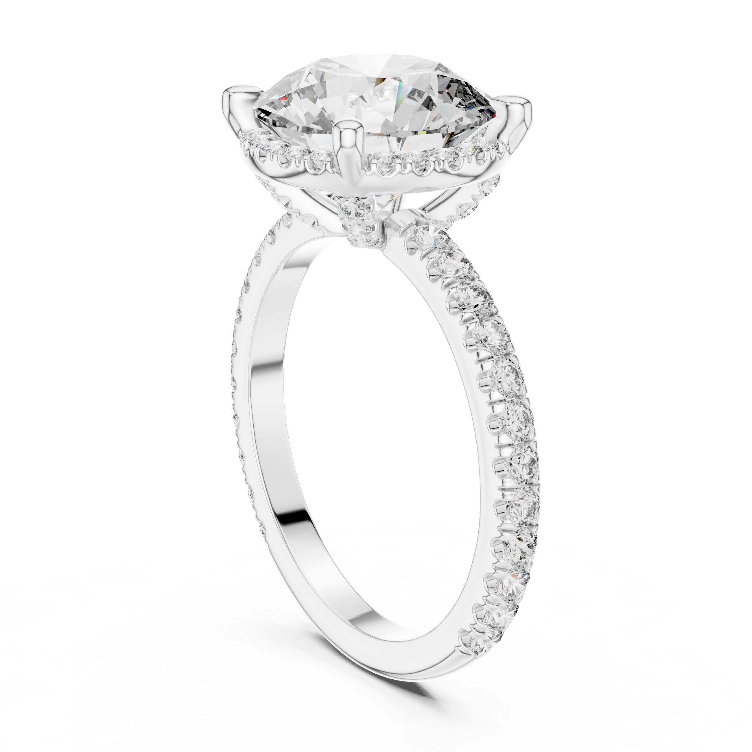 diamond solitaire engagement ring with pav‚ band