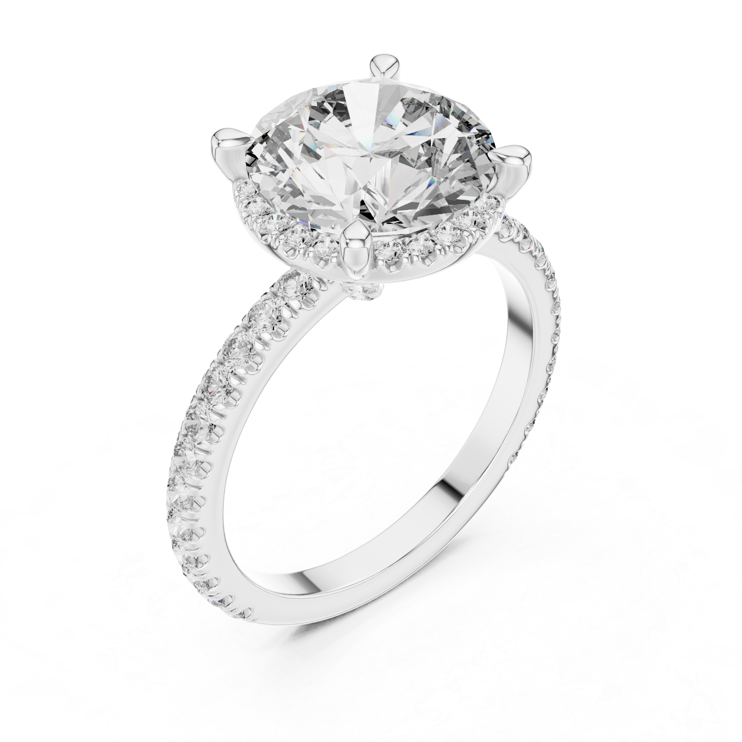 diamond solitaire engagement ring with pav‚ band