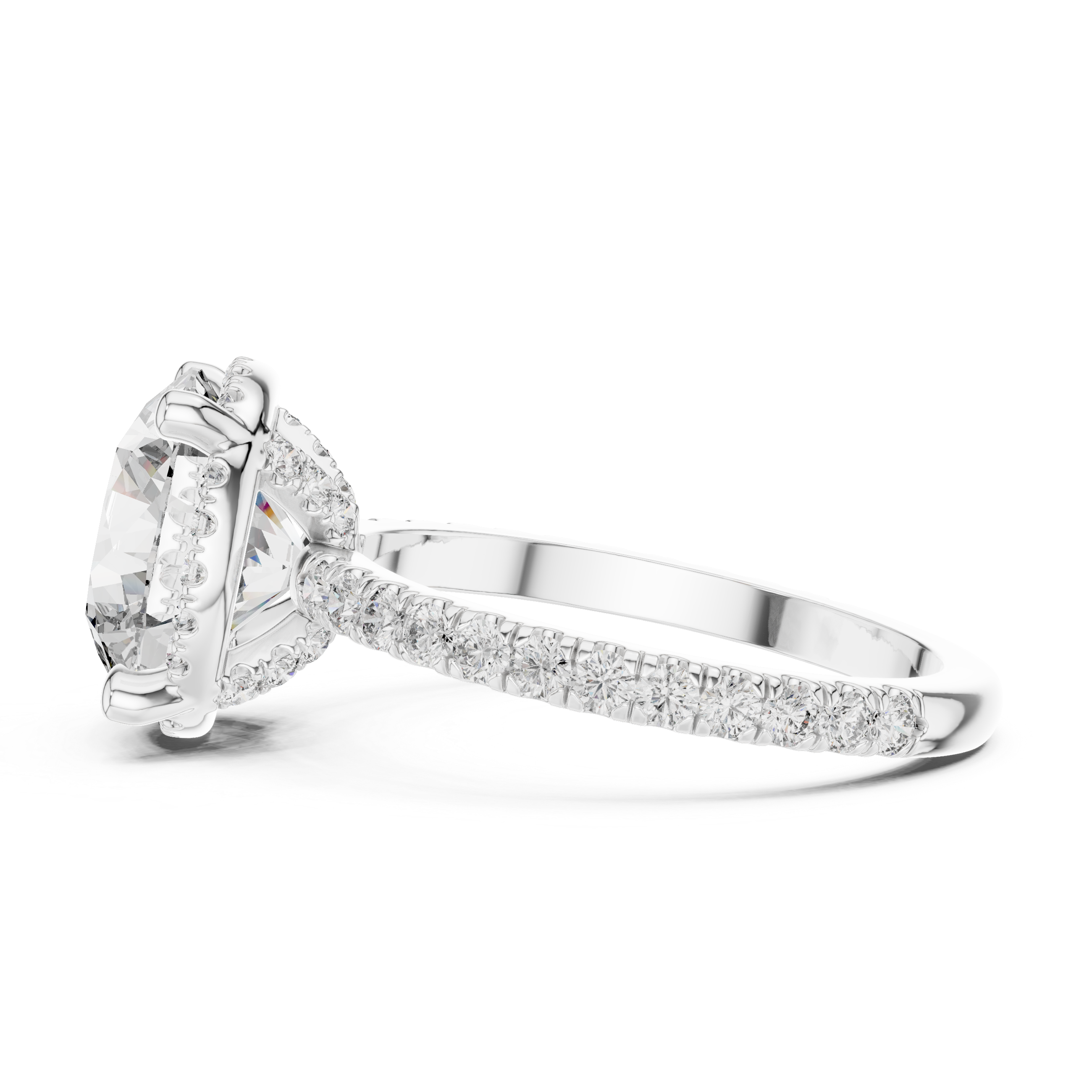 diamond solitaire engagement ring with pav‚ band