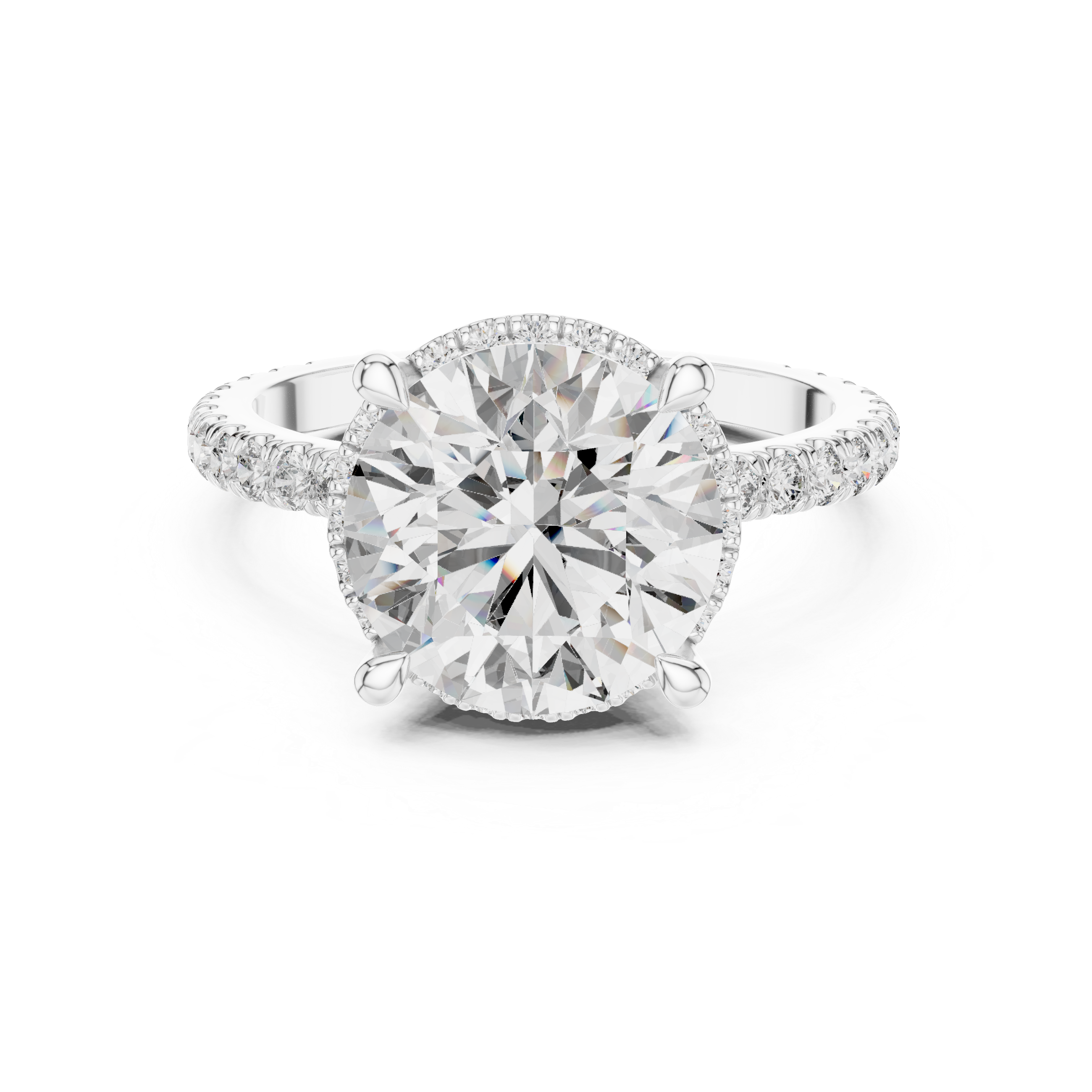 diamond solitaire engagement ring with pav‚ band