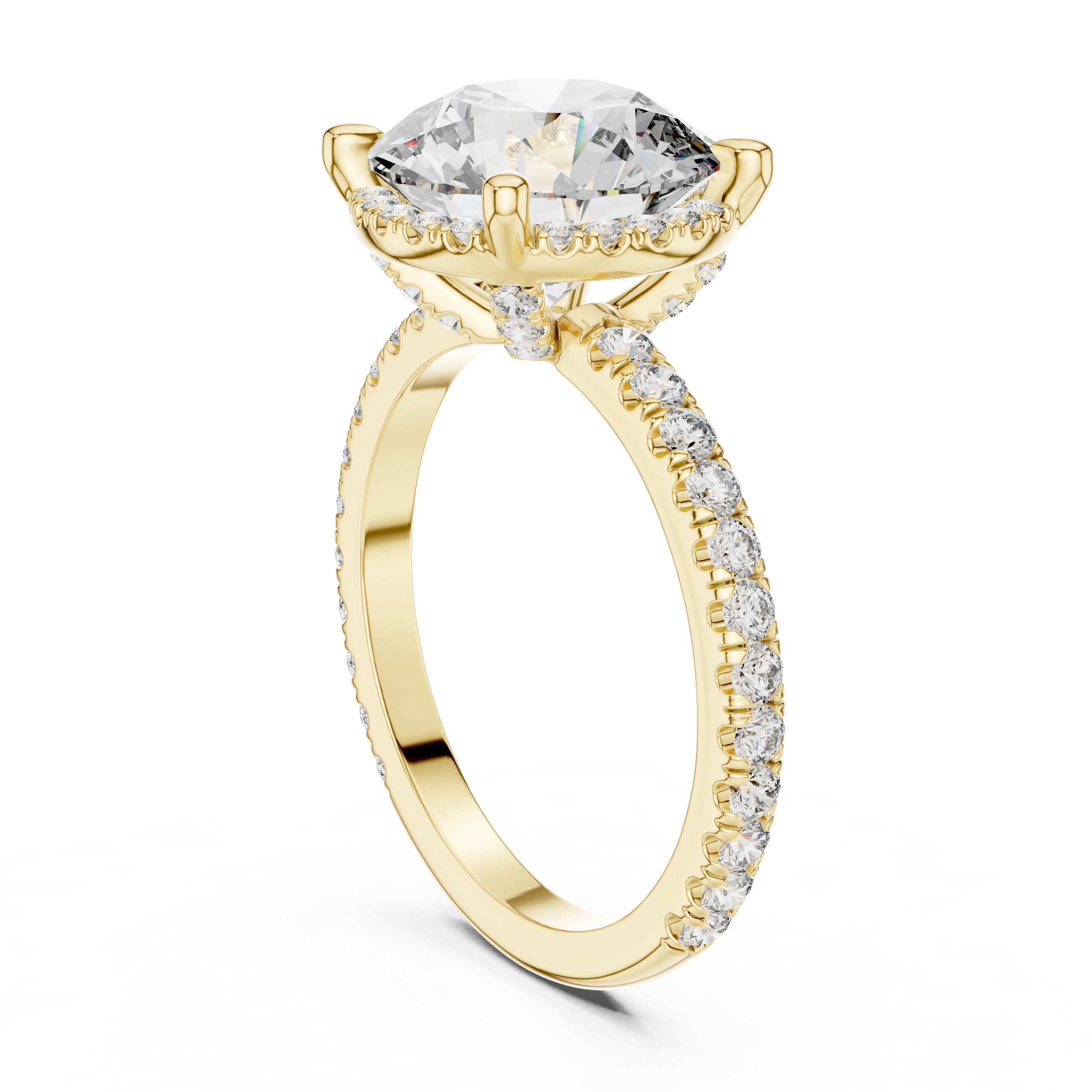 diamond solitaire engagement ring with pav‚ band