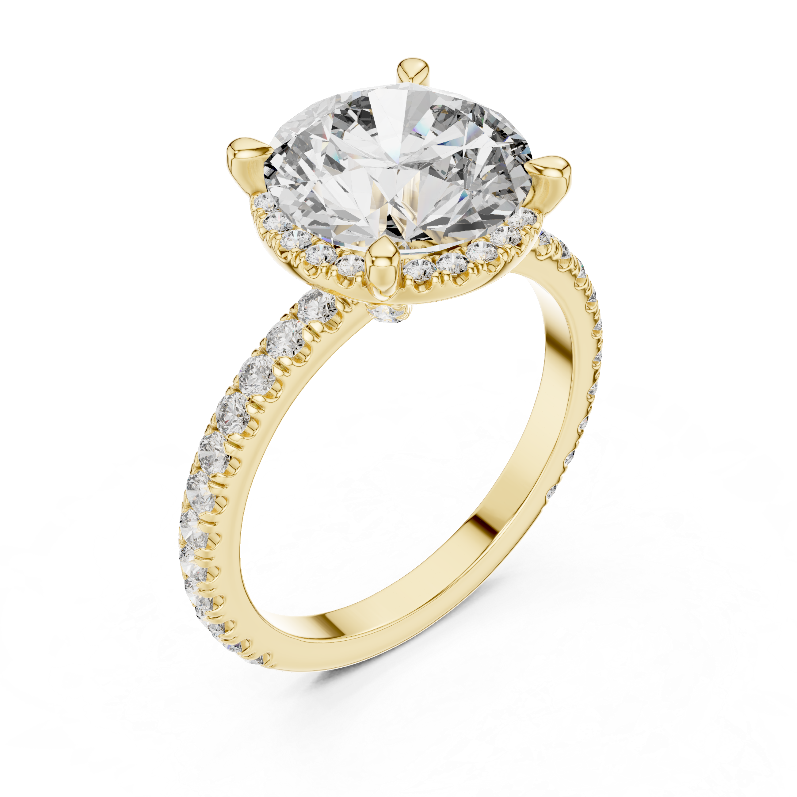 diamond solitaire engagement ring with pav‚ band