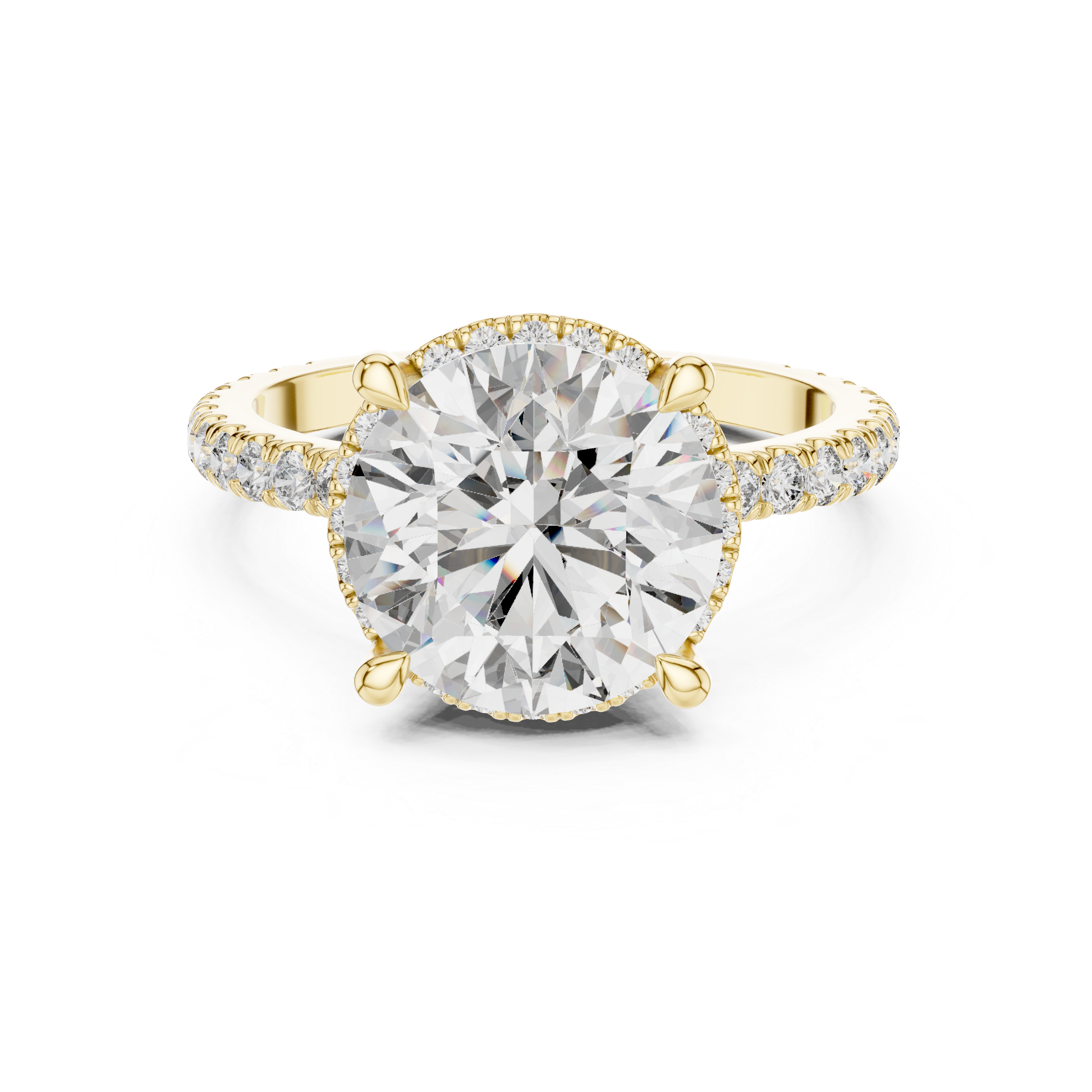 diamond solitaire engagement ring with pav‚ band