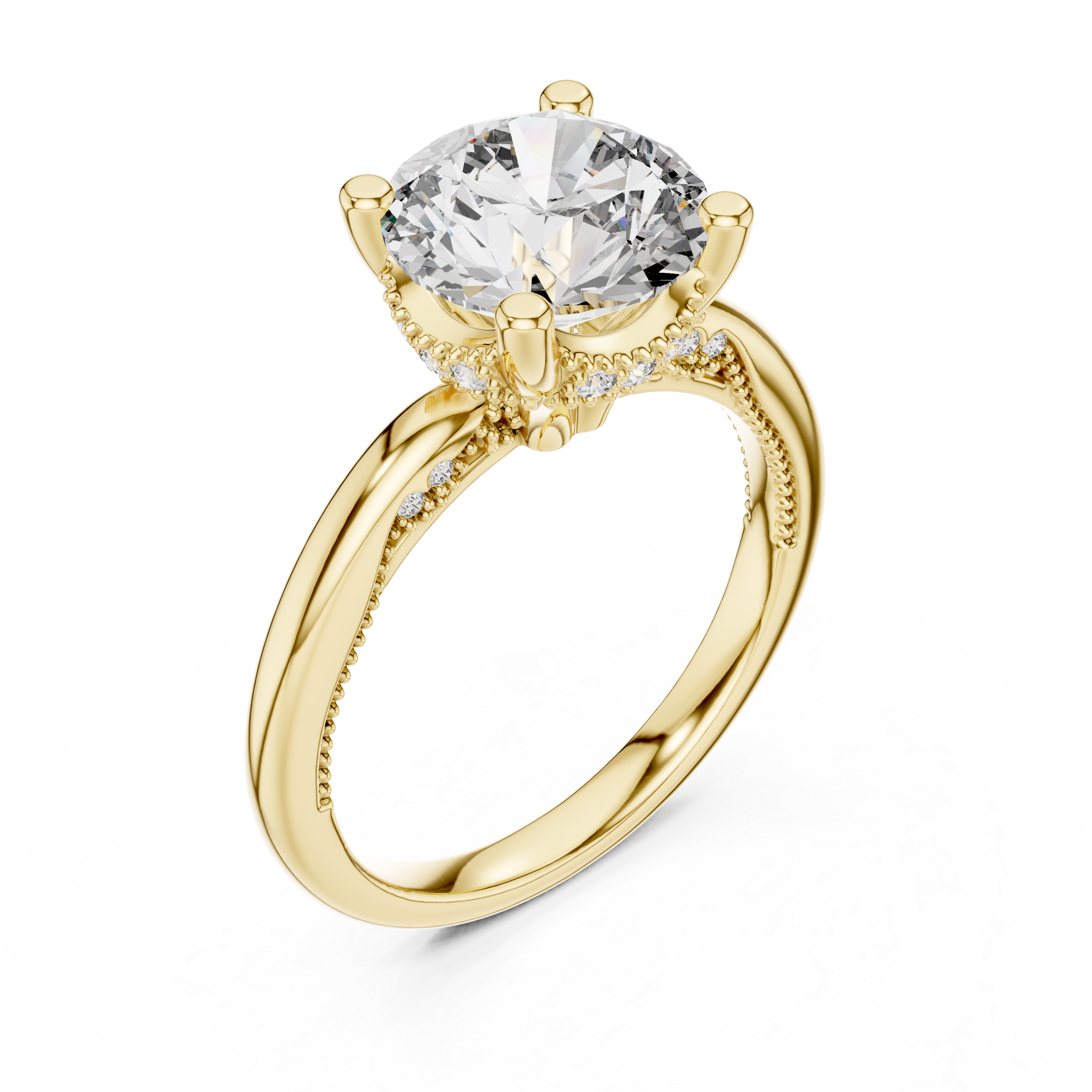 diamond halo engagement ring with milgrain detailing