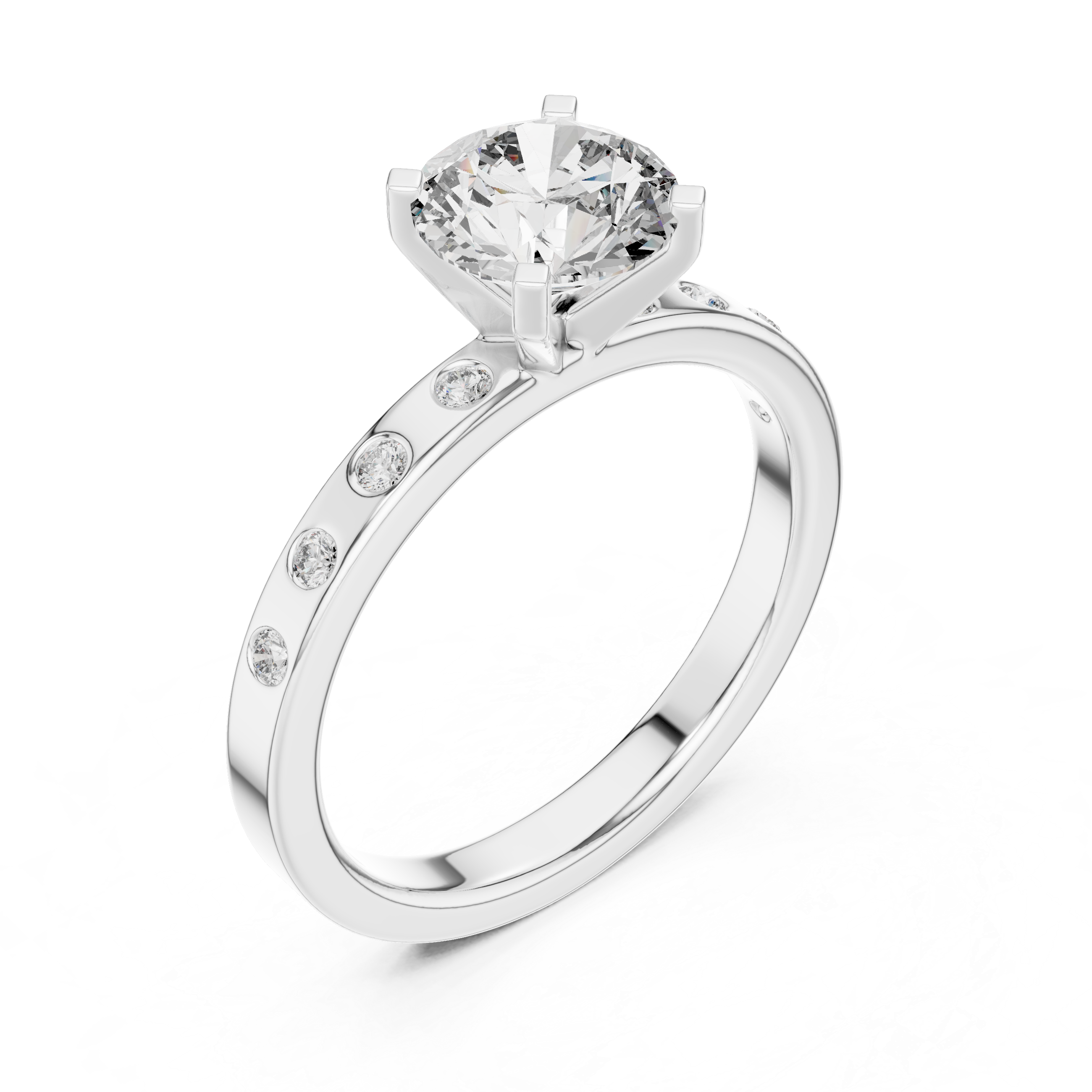 Classic solitaire engagement ring with a round brilliant diamond