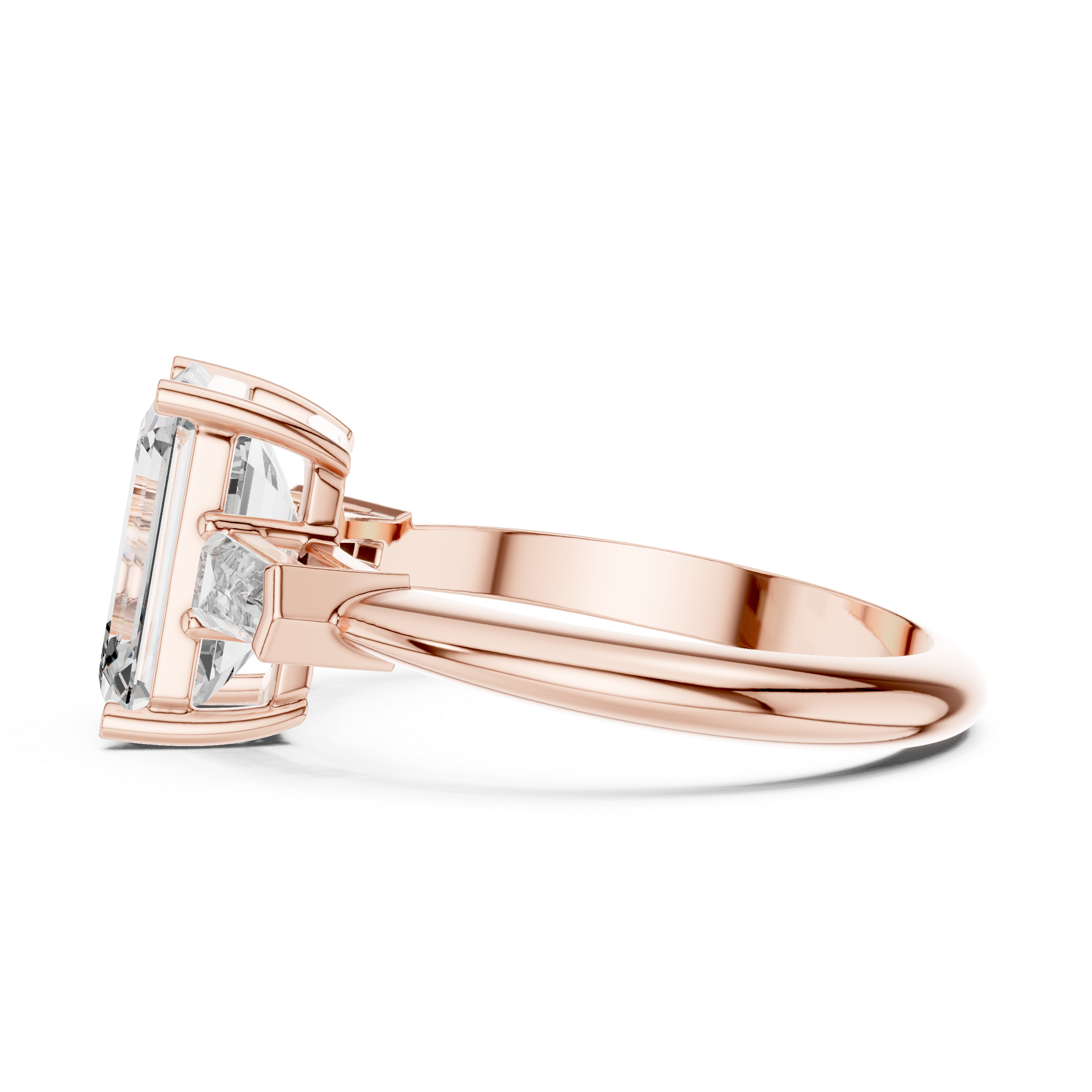 Emerald Cut Diamond Engagement Ring with Tapered Baguette Side Stones