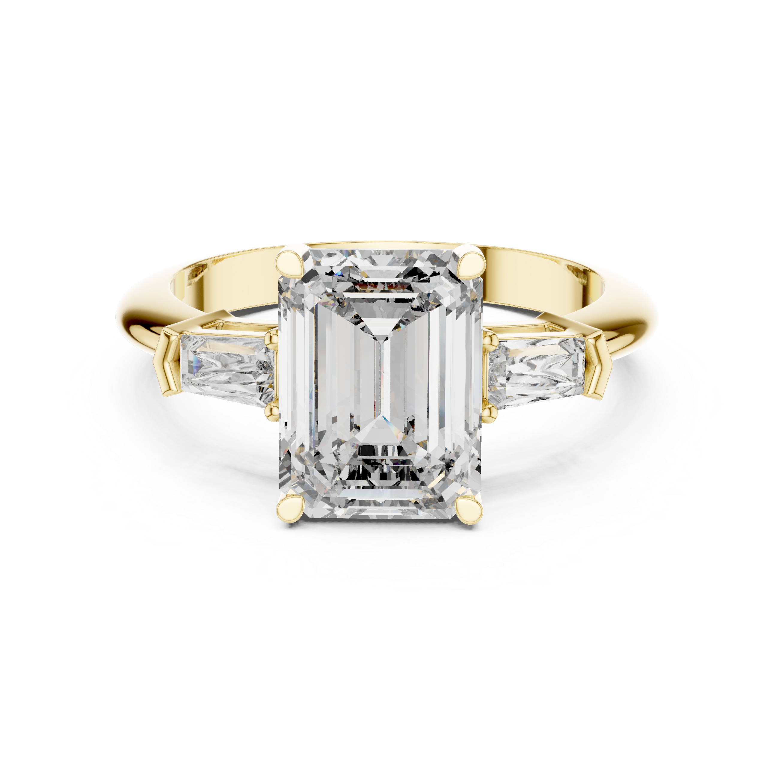 Emerald Cut Diamond Engagement Ring with Tapered Baguette Side Stones