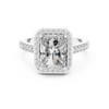 Emerald Cut Diamond Halo Engagement Ring with Pav‚ Band