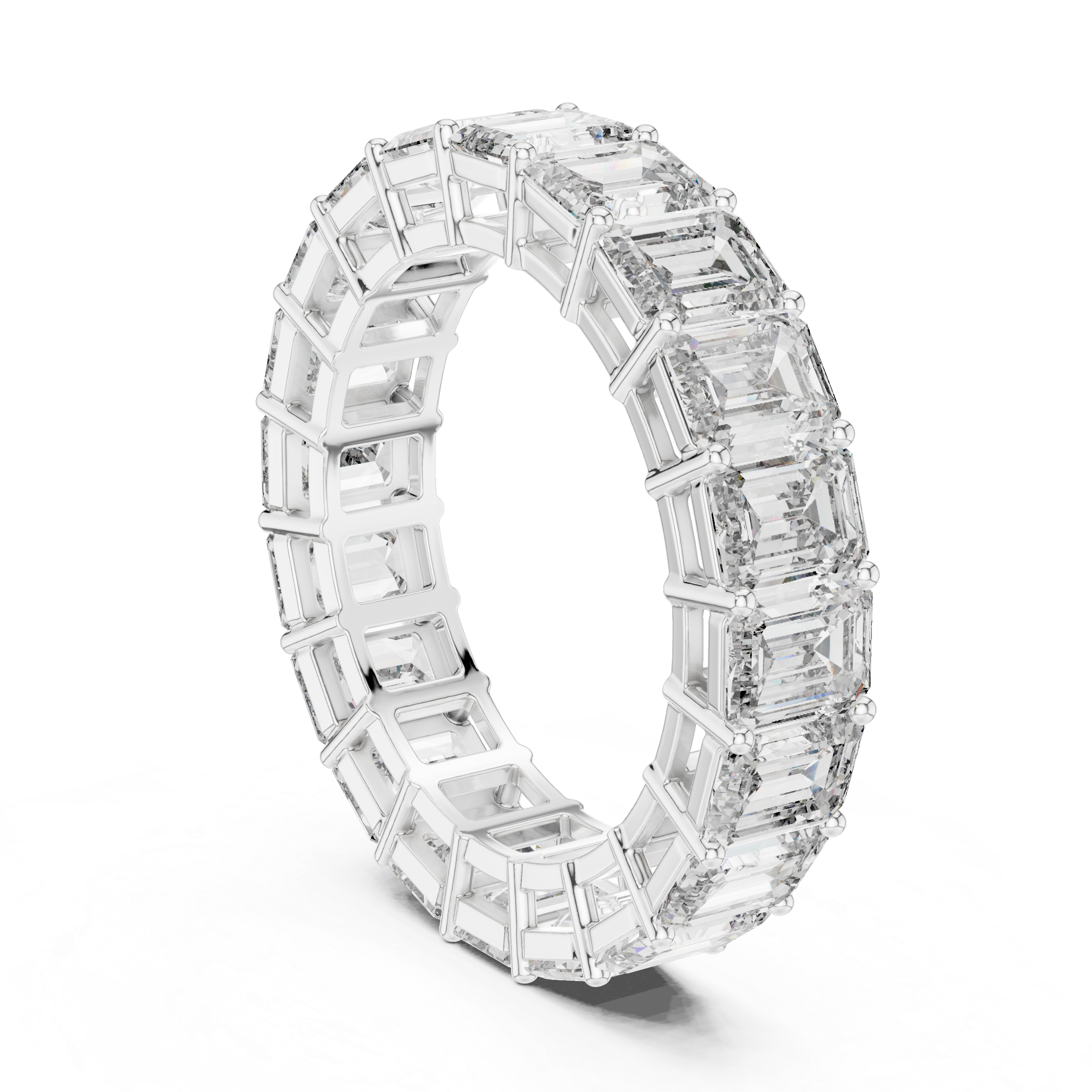 Eternity Band with Emerald-Cut Diamonds in Prong Setting