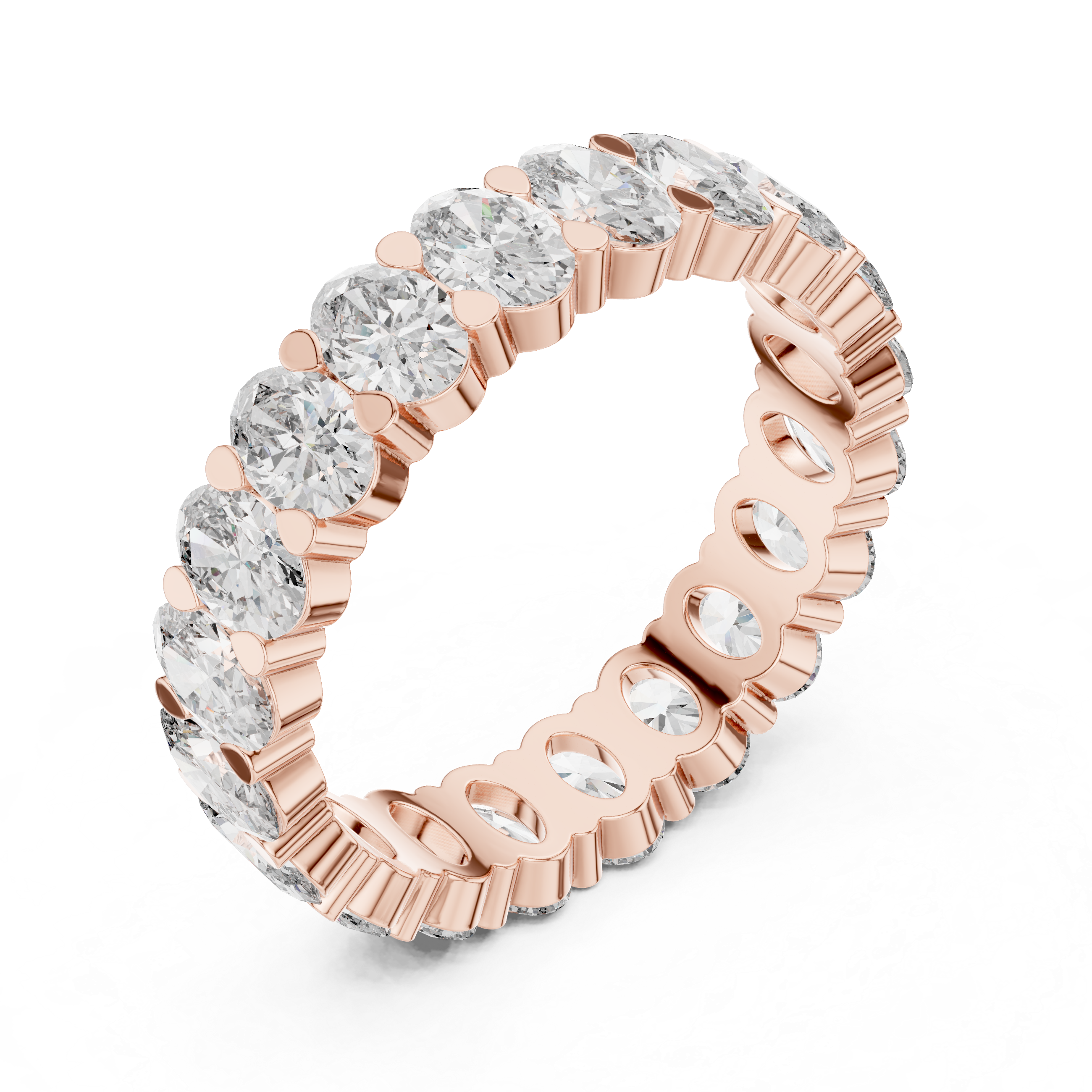 Eternity Band with Oval-Cut Diamonds in Shared Prong Setting