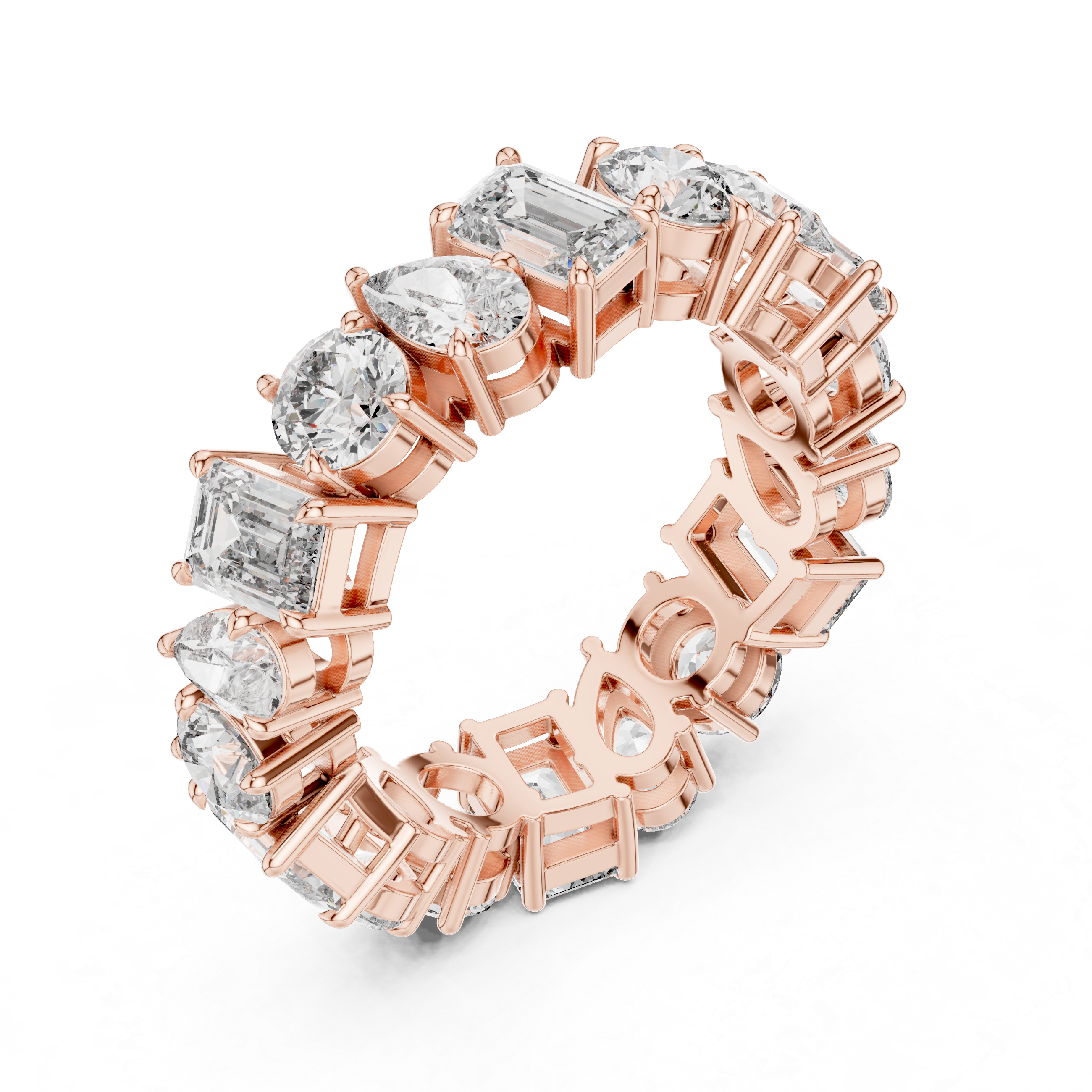Eternity Band with Mixed-Cut Diamonds in Prong Setting
