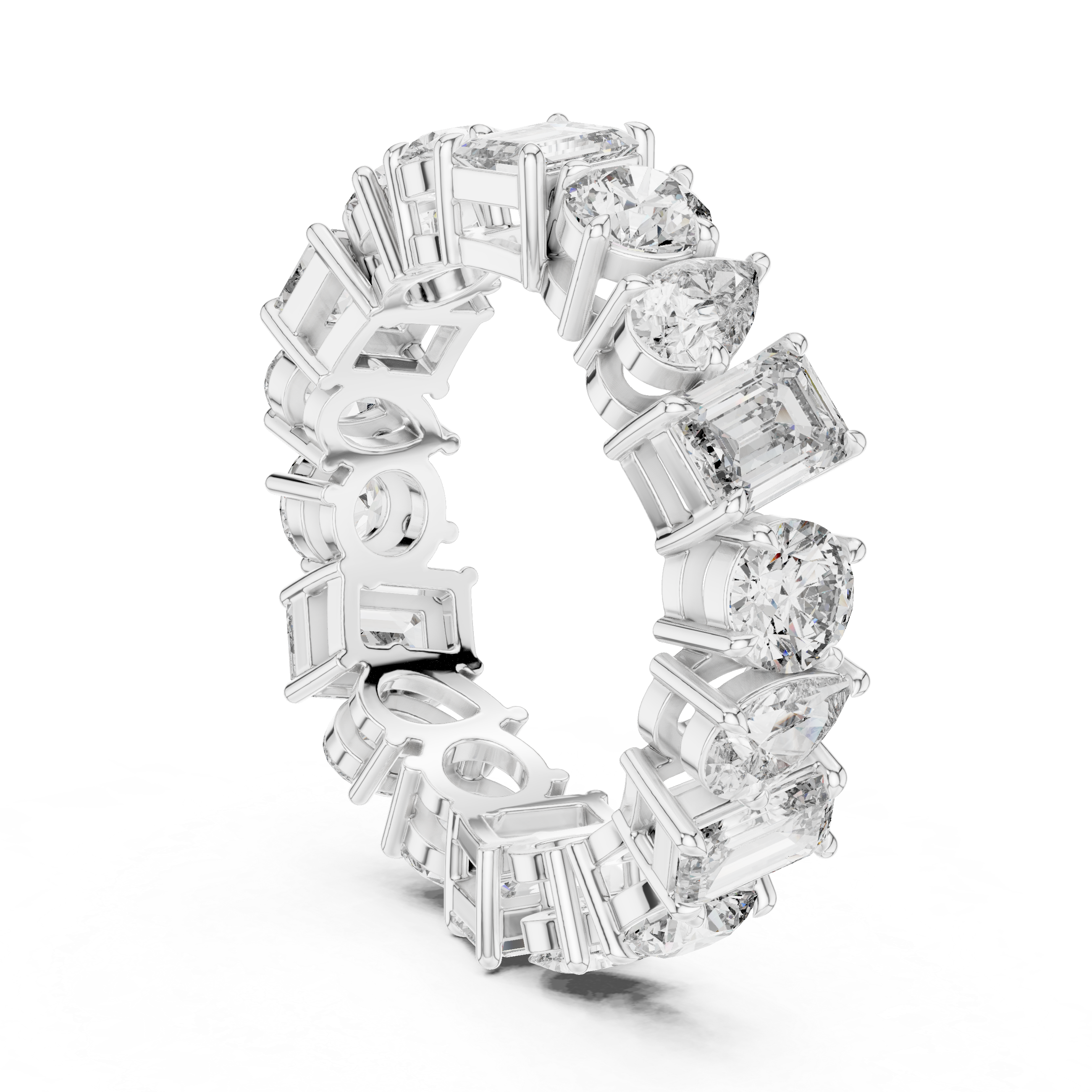 Eternity Band with Mixed-Cut Diamonds in Prong Setting