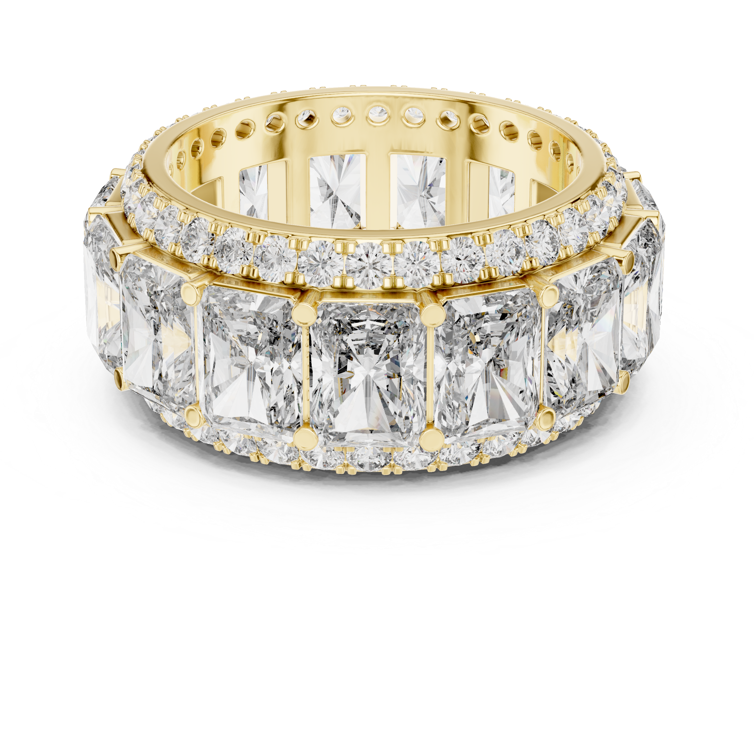 Emerald Cut Diamond Eternity Band with Pave Accents