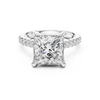 Cathedral Engagement Ring with Hidden Halo and Diamond Band