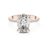 Double Halo Rose Gold Engagement Ring with Oval-Cut Center Diamond and Pav‚ Band