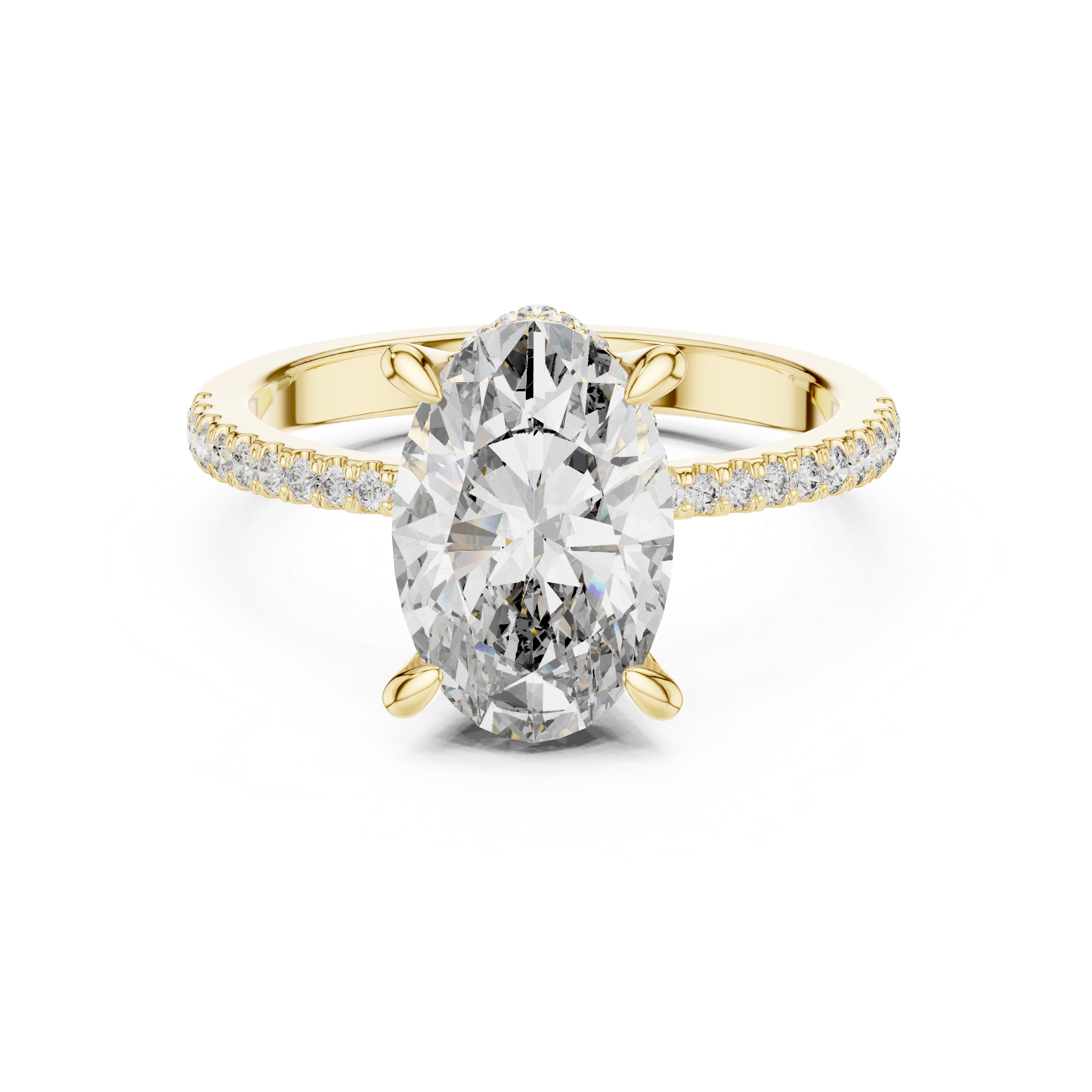 Double Halo Rose Gold Engagement Ring with Oval-Cut Center Diamond and Pav‚ Band