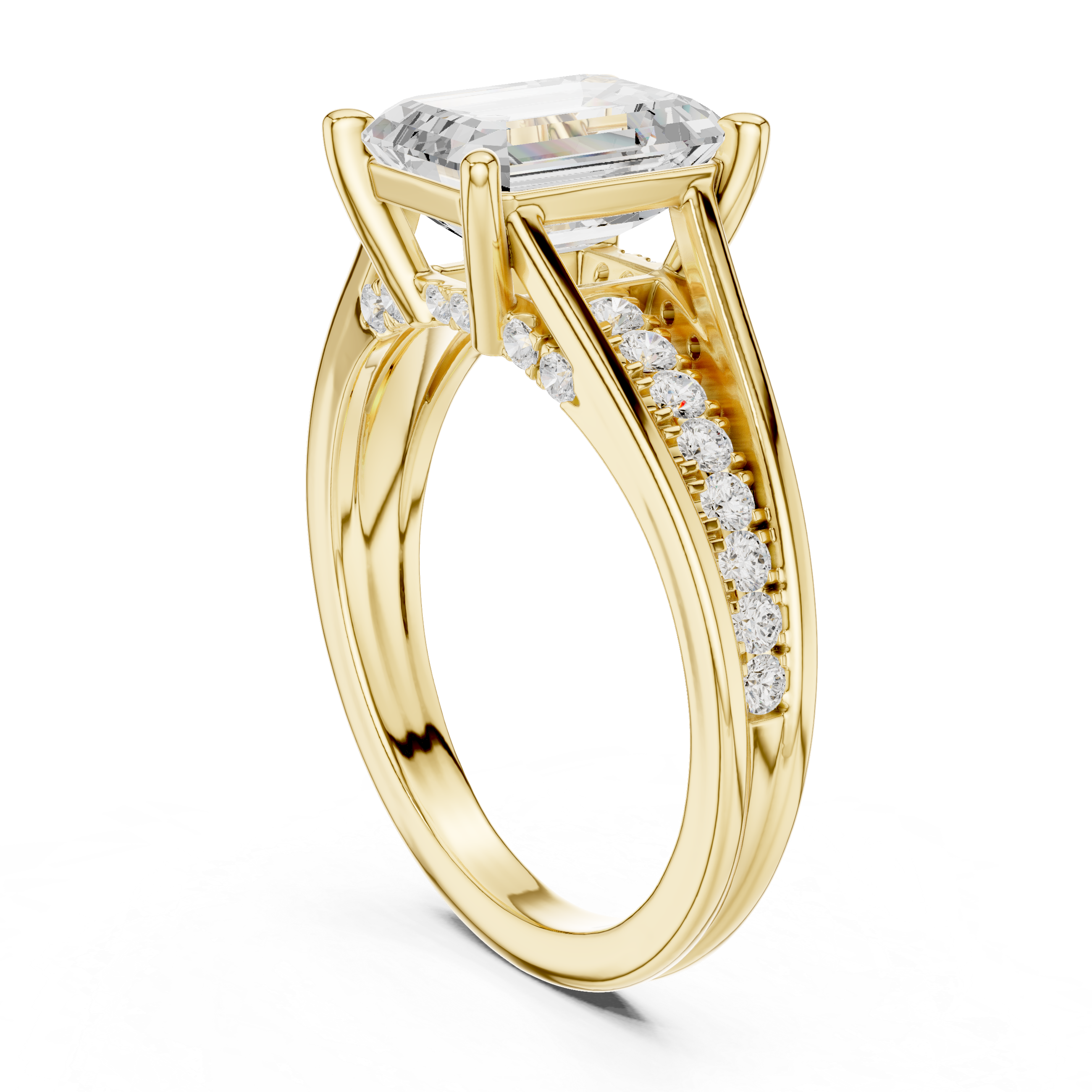 Engagement Ring with Emerald-Cut Center Diamond and Pav‚ Accents