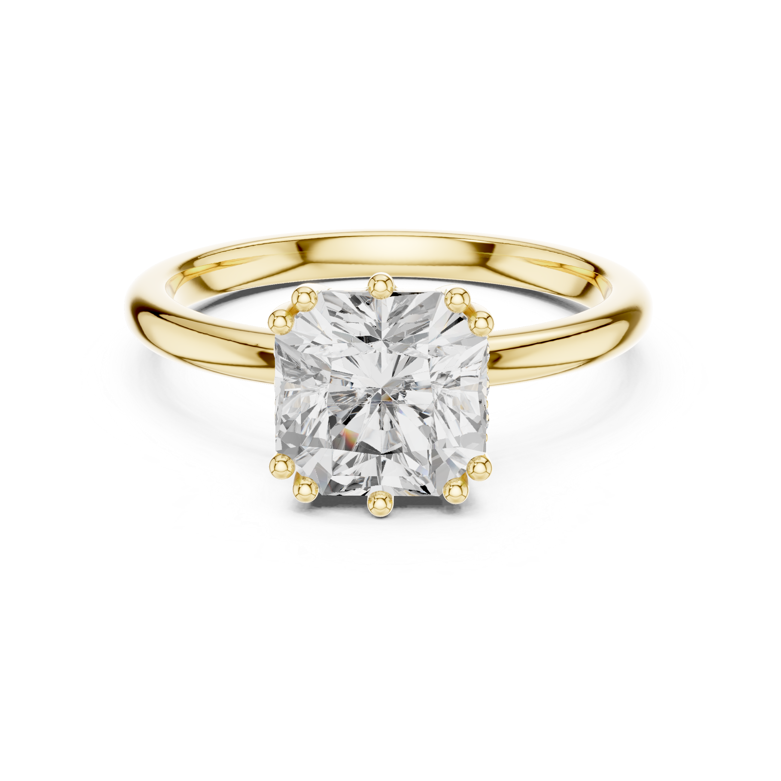 Solitaire Engagement Ring with Cushion-Cut Diamond and Eight-Prong Setting