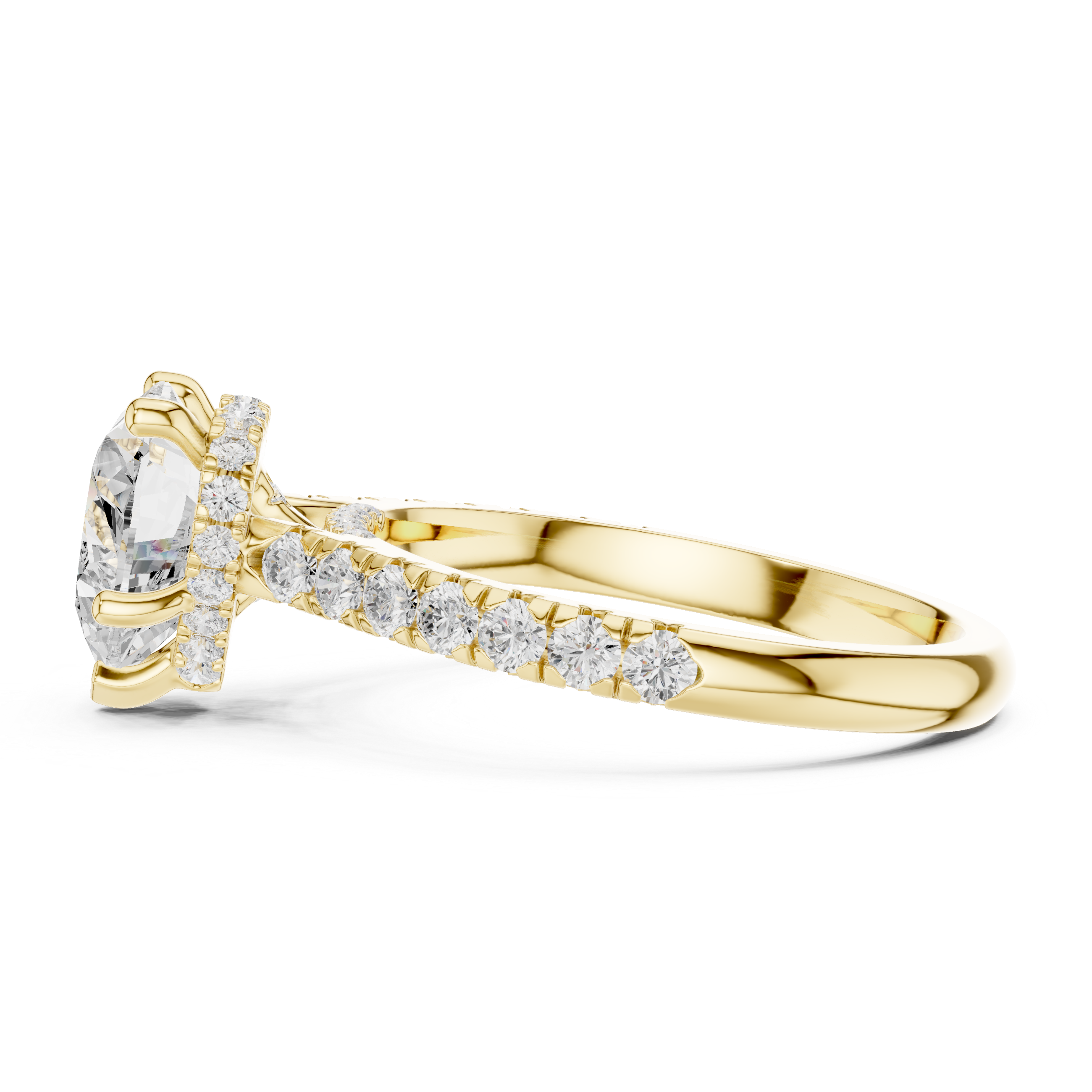 Heart-Shaped Solitaire Engagement Ring with Pav‚ Diamond Band