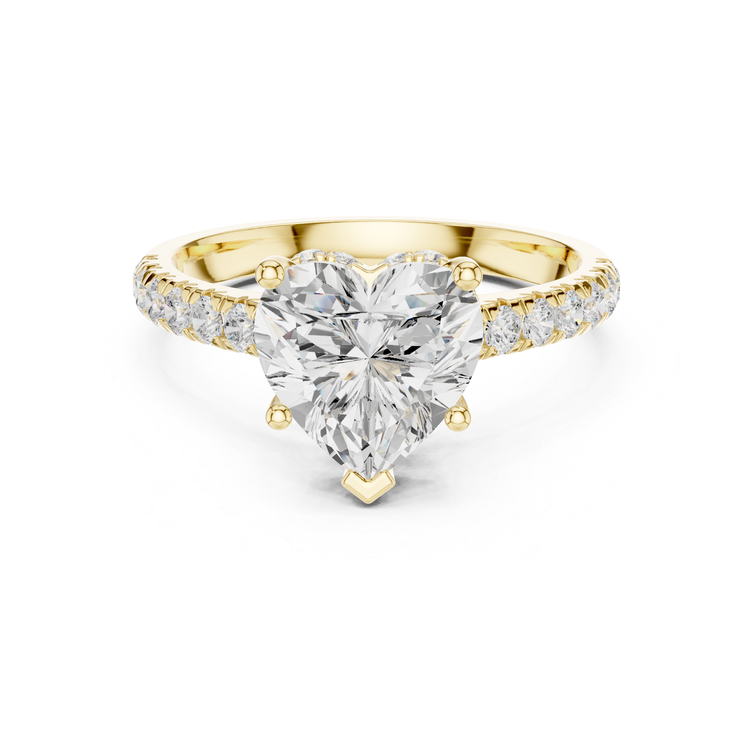 Heart-Shaped Solitaire Engagement Ring with Pav‚ Diamond Band
