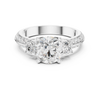 Classic Three-Stone Diamond Engagement Ring with Pave Band