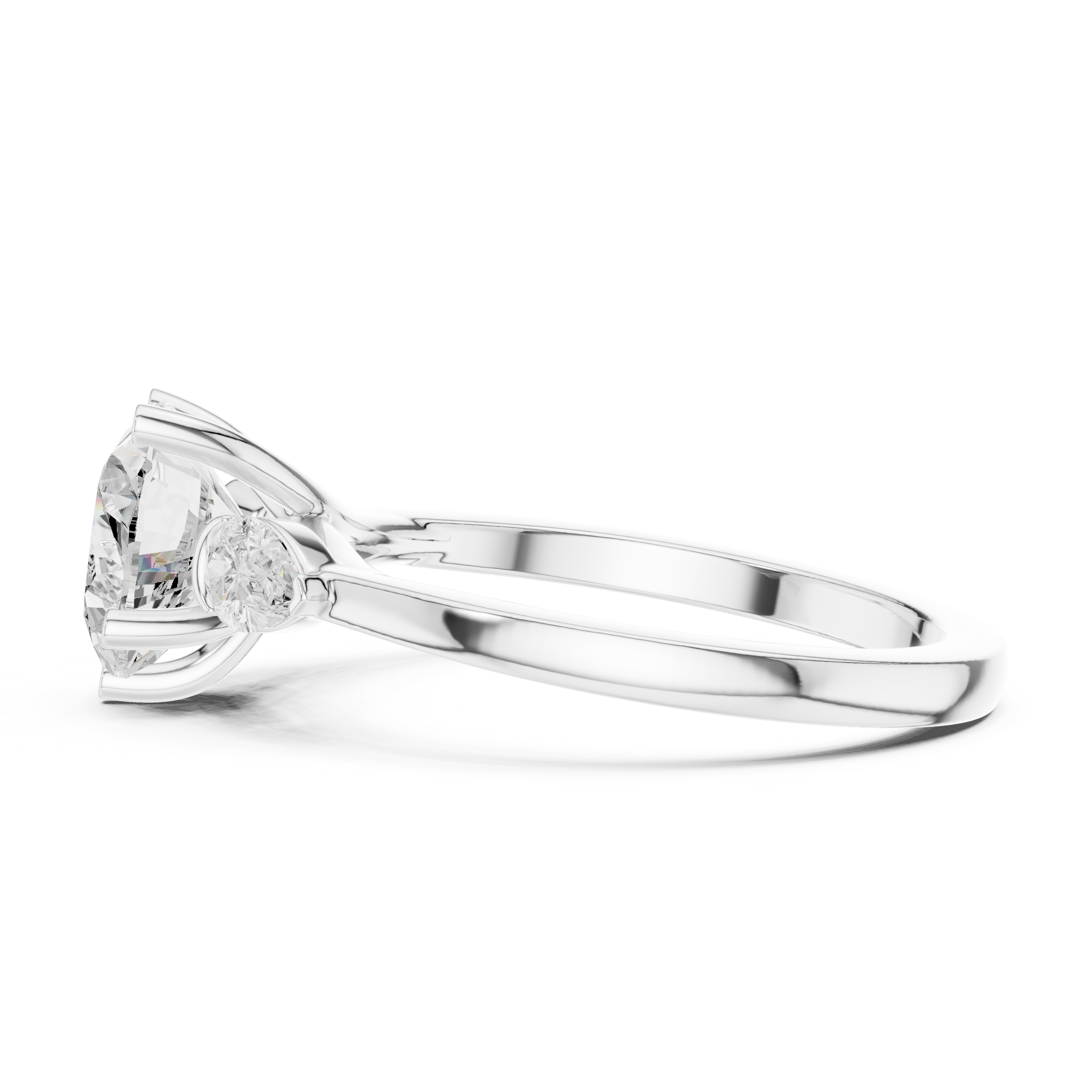 Heart-Shaped Diamond Engagement Ring with Pear Side Stones