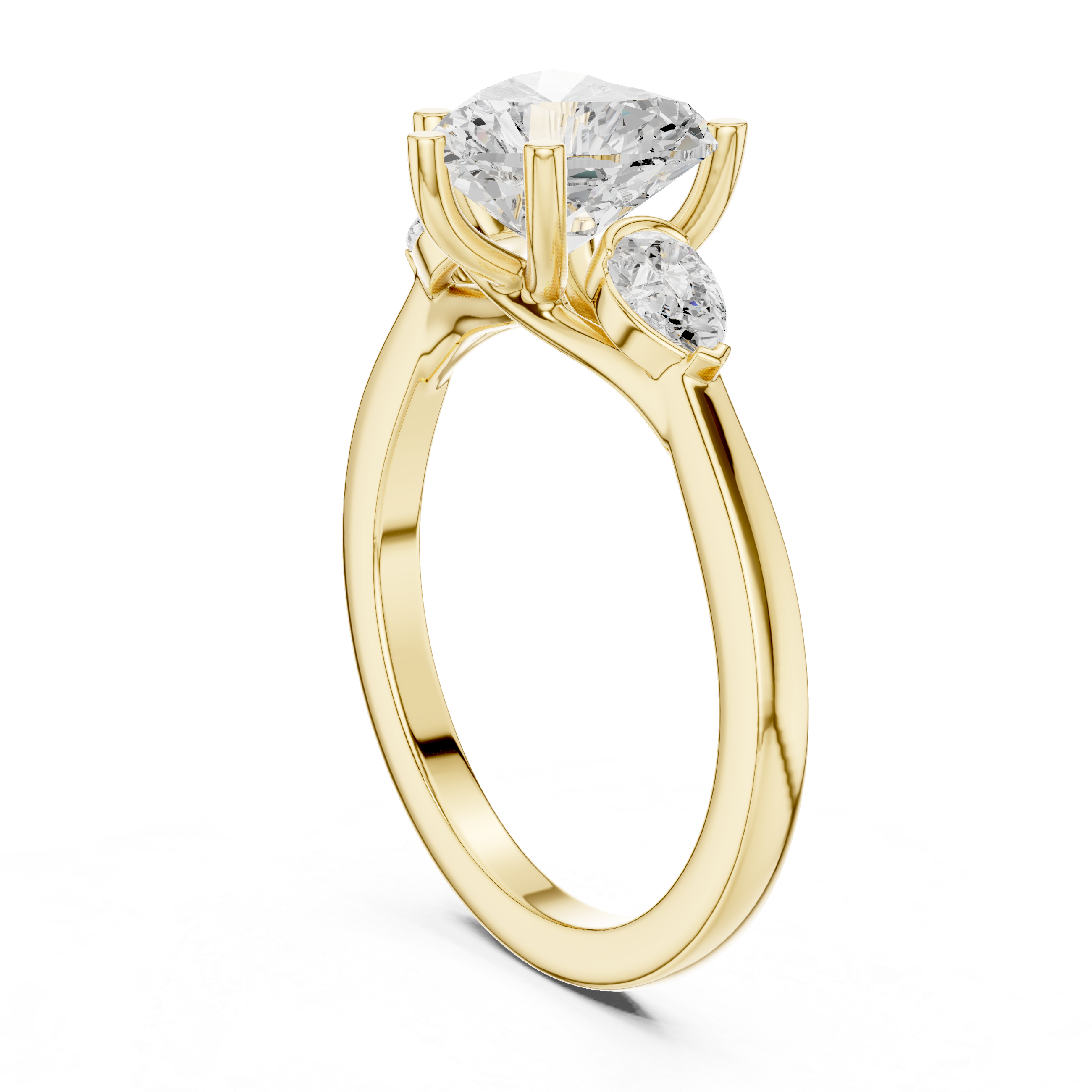 Heart-Shaped Diamond Engagement Ring with Pear Side Stones